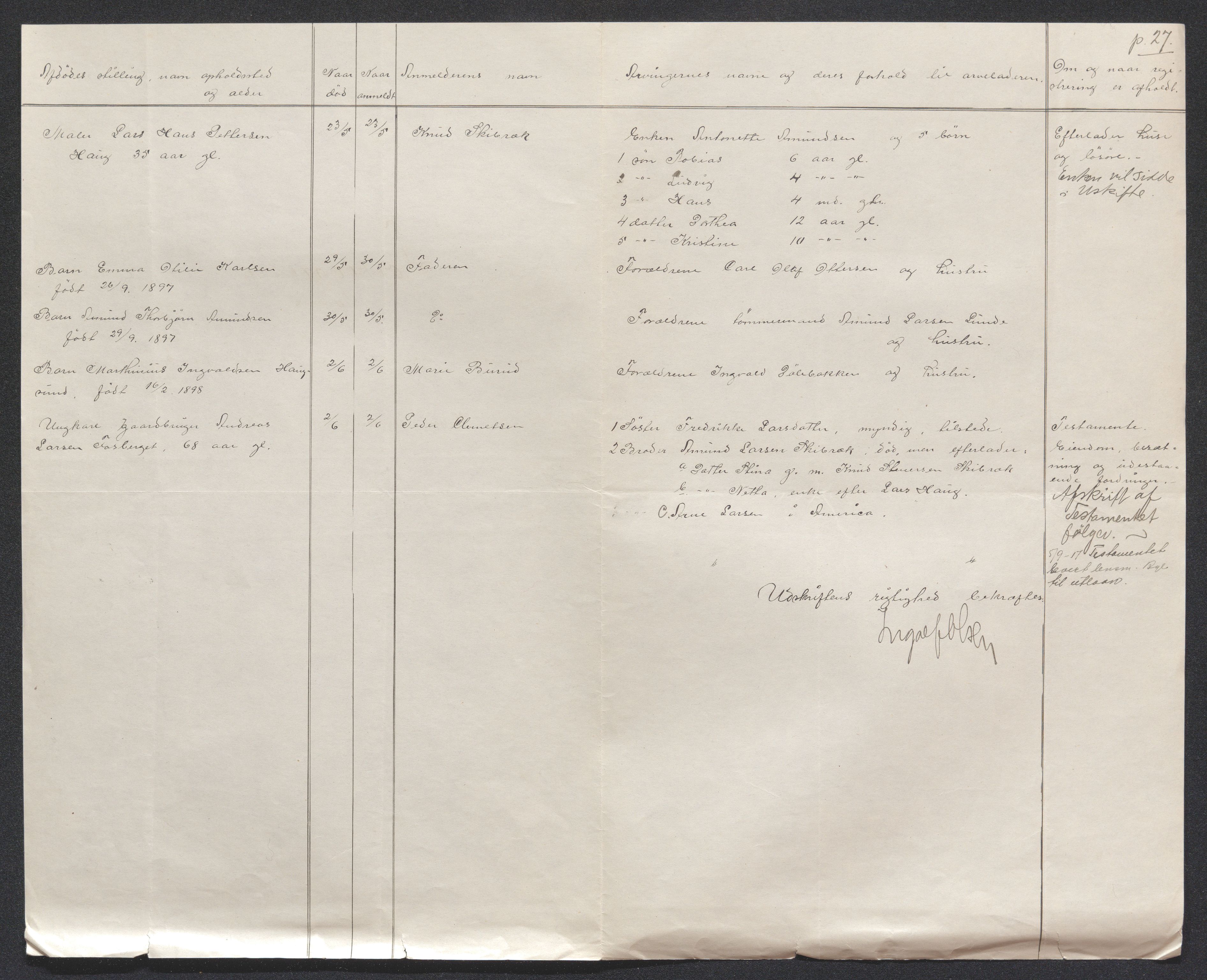 Eiker, Modum og Sigdal sorenskriveri, AV/SAKO-A-123/H/Ha/Hab/L0026: Dødsfallsmeldinger, 1899, s. 27