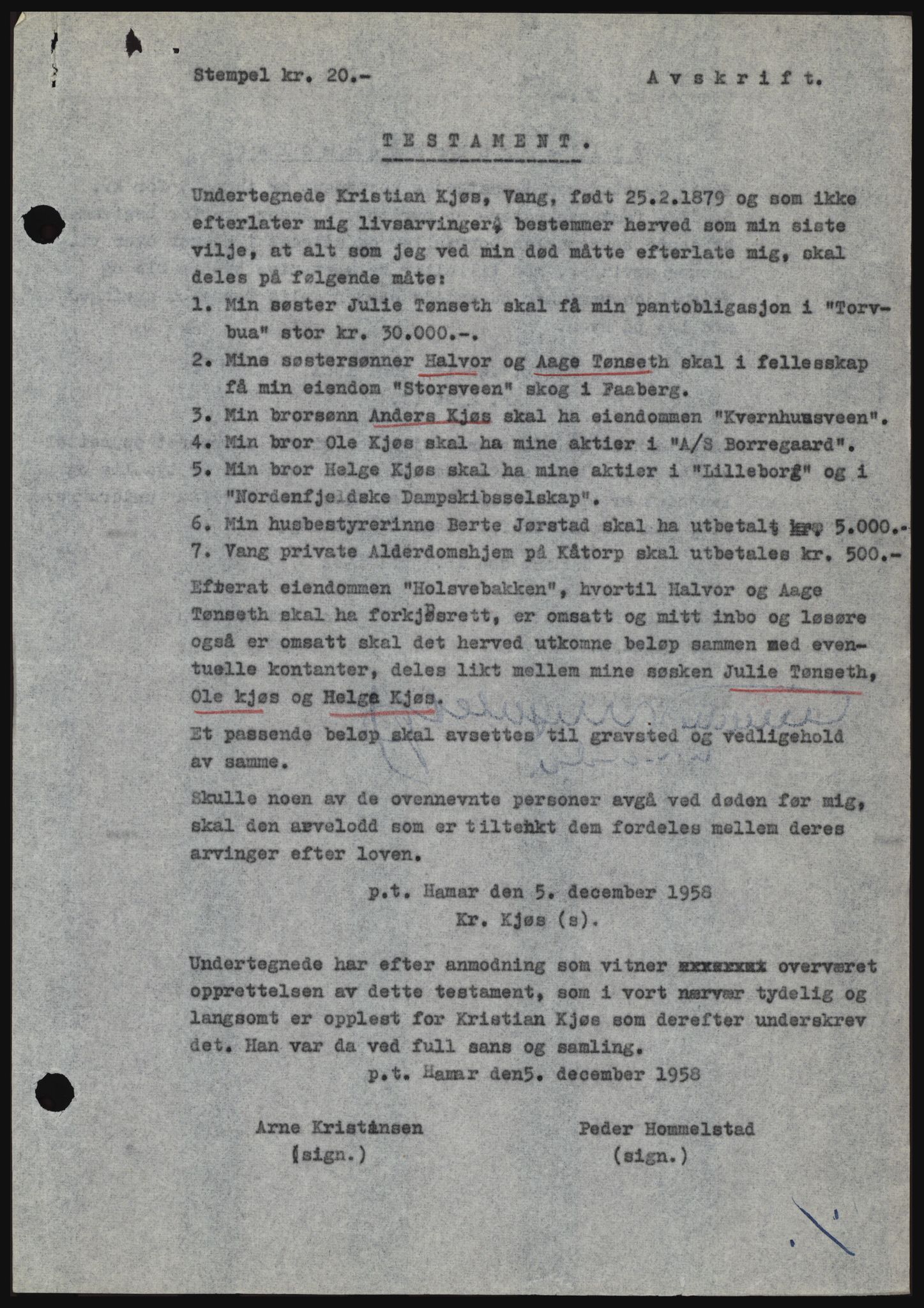 Nord-Hedmark sorenskriveri, SAH/TING-012/H/Hc/L0019: Pantebok nr. 19, 1963-1964, Dagboknr: 4871/1963