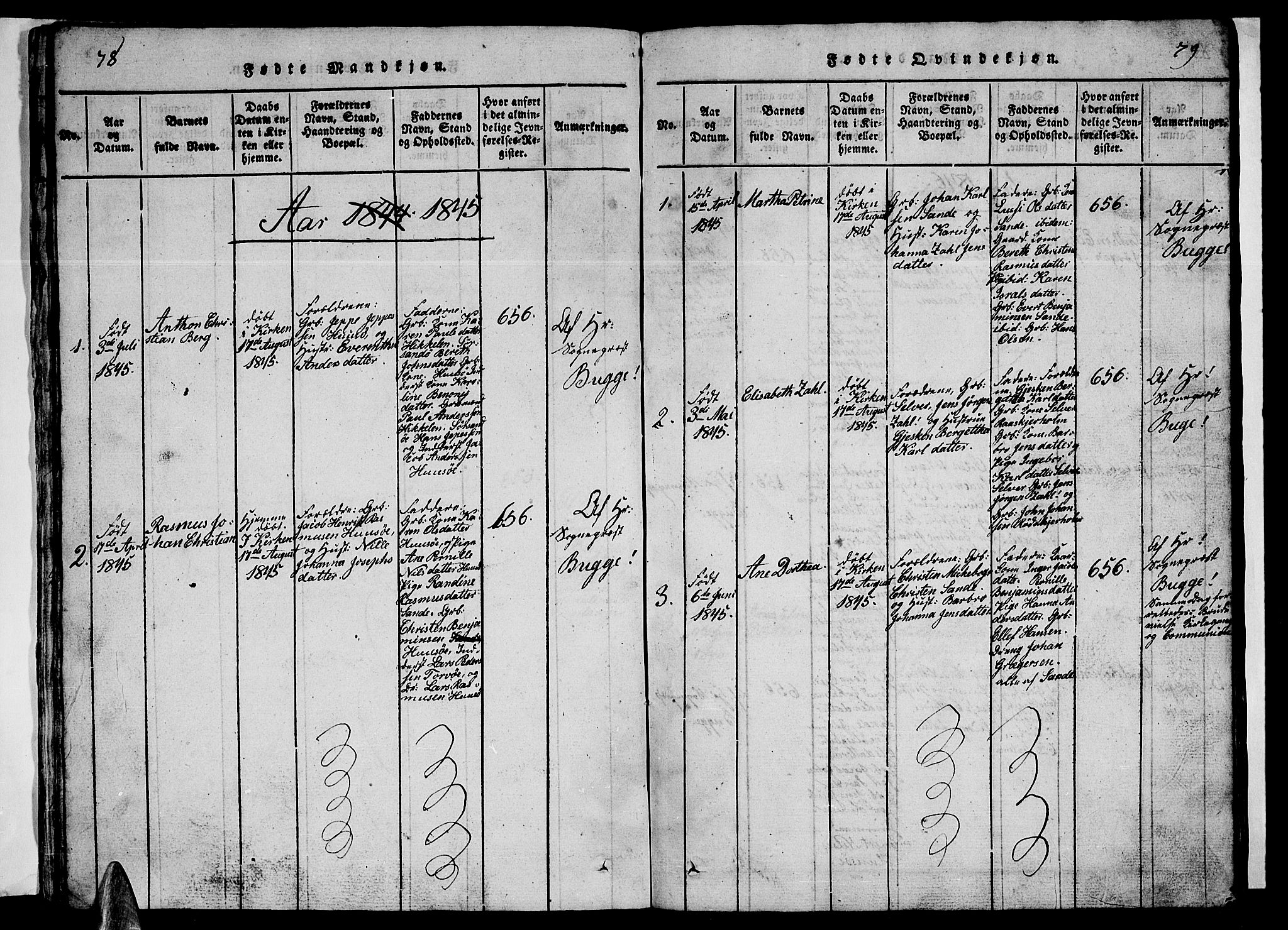 Ministerialprotokoller, klokkerbøker og fødselsregistre - Nordland, SAT/A-1459/840/L0581: Klokkerbok nr. 840C01, 1820-1873, s. 78-79