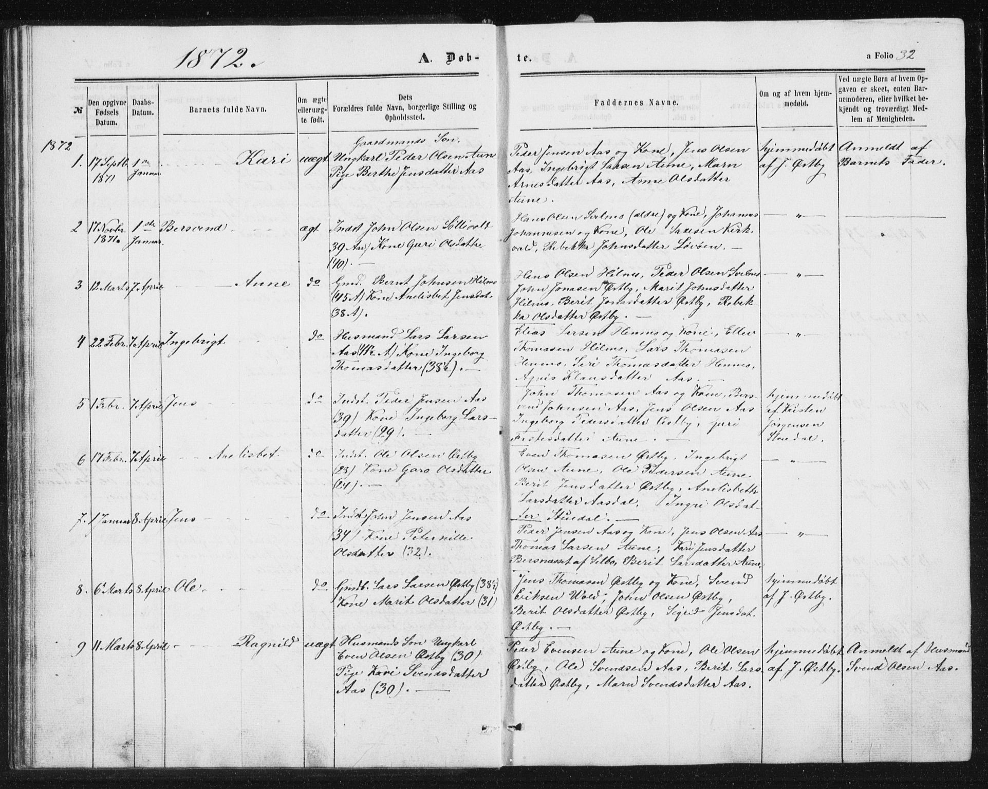 Ministerialprotokoller, klokkerbøker og fødselsregistre - Sør-Trøndelag, SAT/A-1456/698/L1166: Klokkerbok nr. 698C03, 1861-1887, s. 32