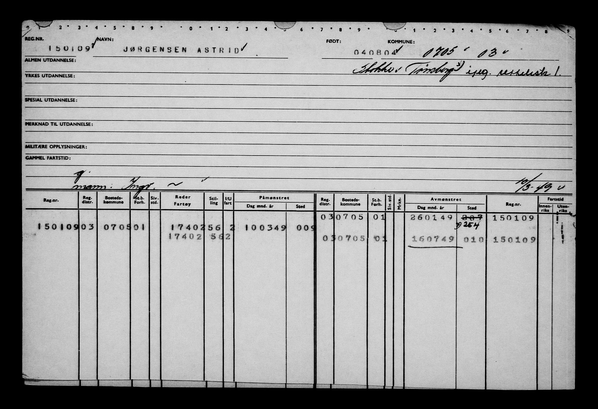 Direktoratet for sjømenn, AV/RA-S-3545/G/Gb/L0055: Hovedkort, 1904, s. 33