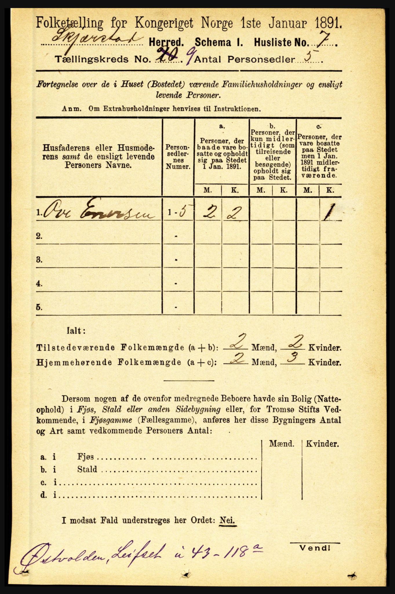 RA, Folketelling 1891 for 1842 Skjerstad herred, 1891, s. 3299