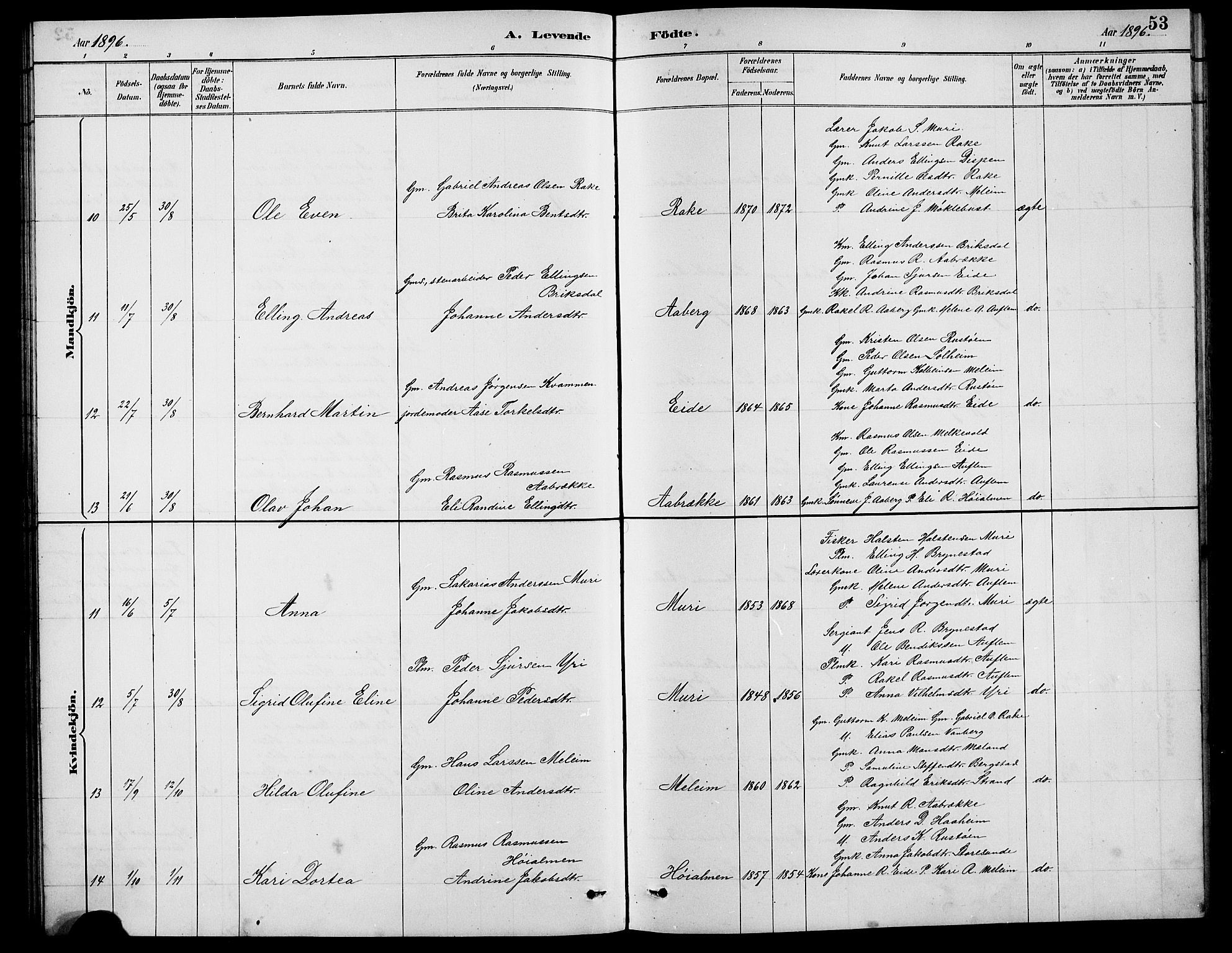 Innvik sokneprestembete, SAB/A-80501: Klokkerbok nr. B 3, 1886-1897, s. 53