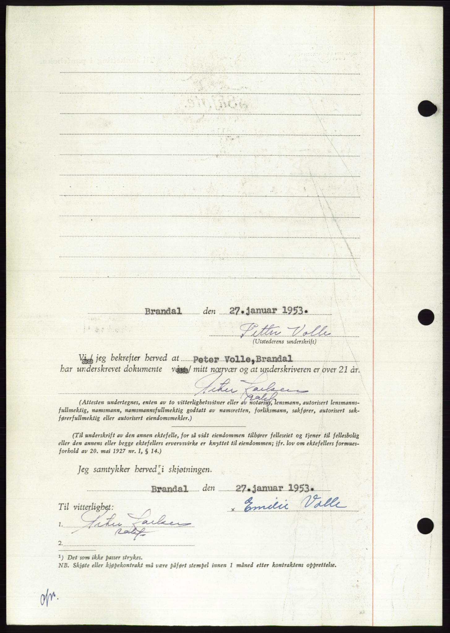Søre Sunnmøre sorenskriveri, AV/SAT-A-4122/1/2/2C/L0094: Pantebok nr. 20A, 1953-1953, Dagboknr: 214/1953