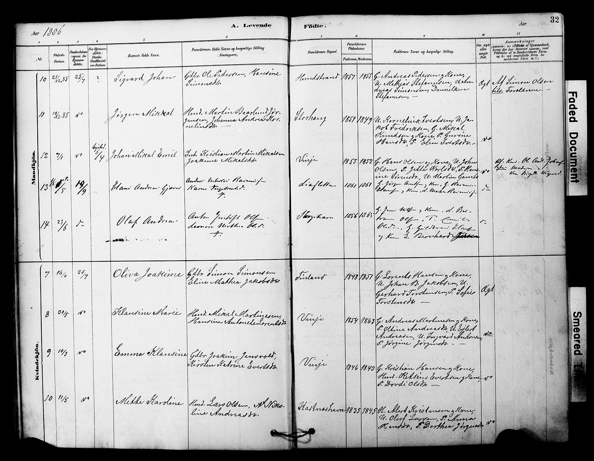 Tranøy sokneprestkontor, AV/SATØ-S-1313/I/Ia/Iaa/L0011kirke: Ministerialbok nr. 11, 1878-1904, s. 32