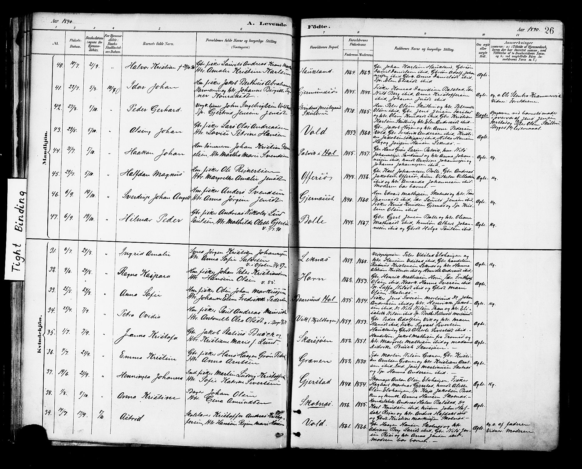 Ministerialprotokoller, klokkerbøker og fødselsregistre - Nordland, AV/SAT-A-1459/881/L1167: Klokkerbok nr. 881C04, 1886-1899, s. 26