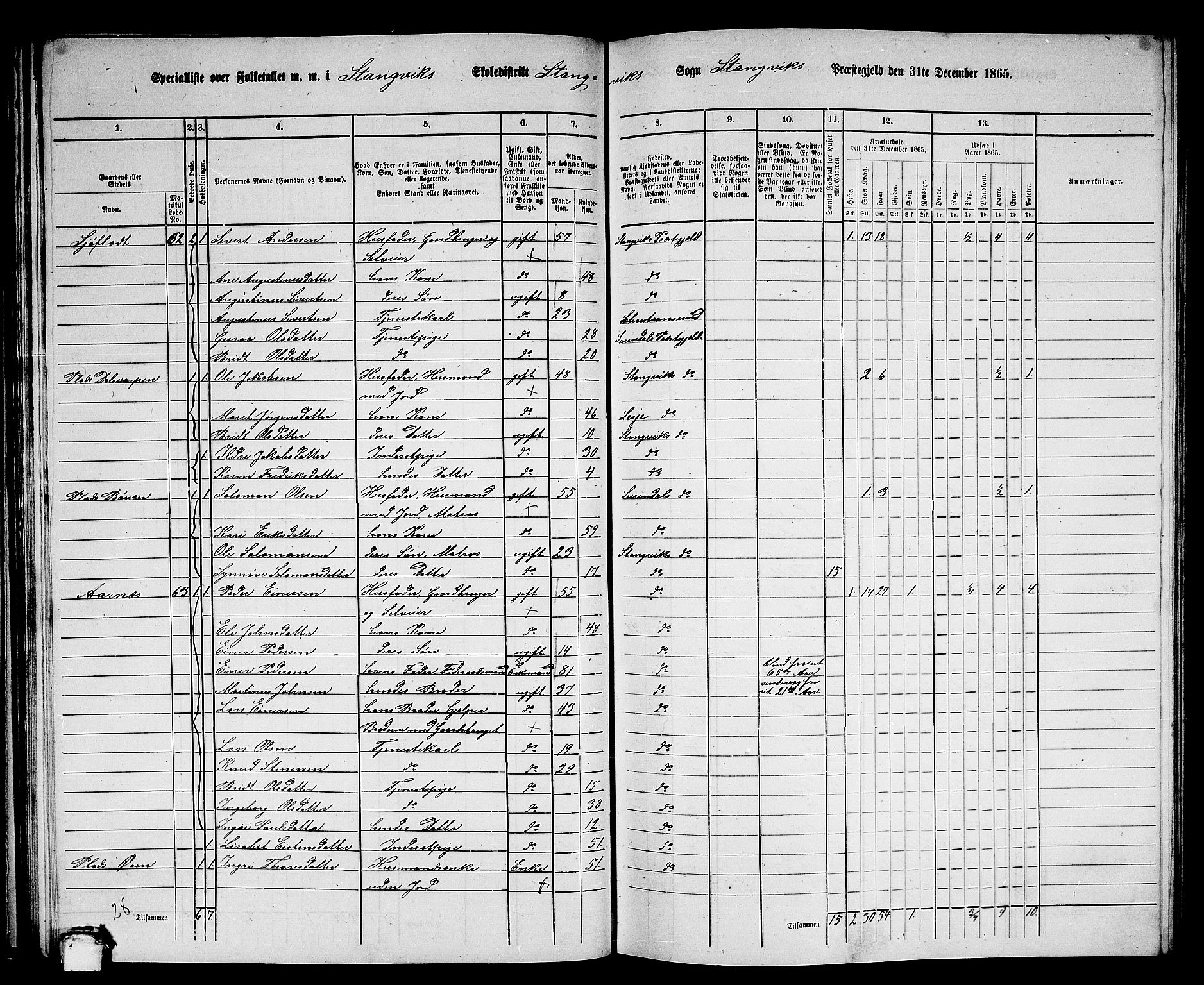 RA, Folketelling 1865 for 1564P Stangvik prestegjeld, 1865, s. 50