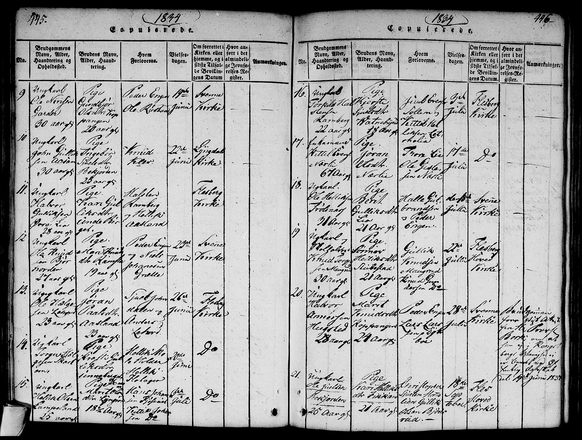 Flesberg kirkebøker, AV/SAKO-A-18/G/Ga/L0001: Klokkerbok nr. I 1, 1816-1834, s. 445-446