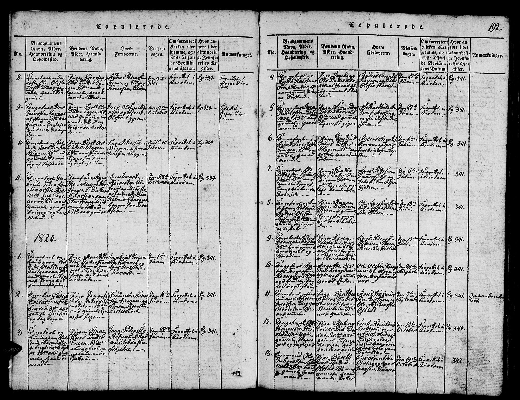 Ministerialprotokoller, klokkerbøker og fødselsregistre - Sør-Trøndelag, SAT/A-1456/665/L0776: Klokkerbok nr. 665C01, 1817-1837, s. 192