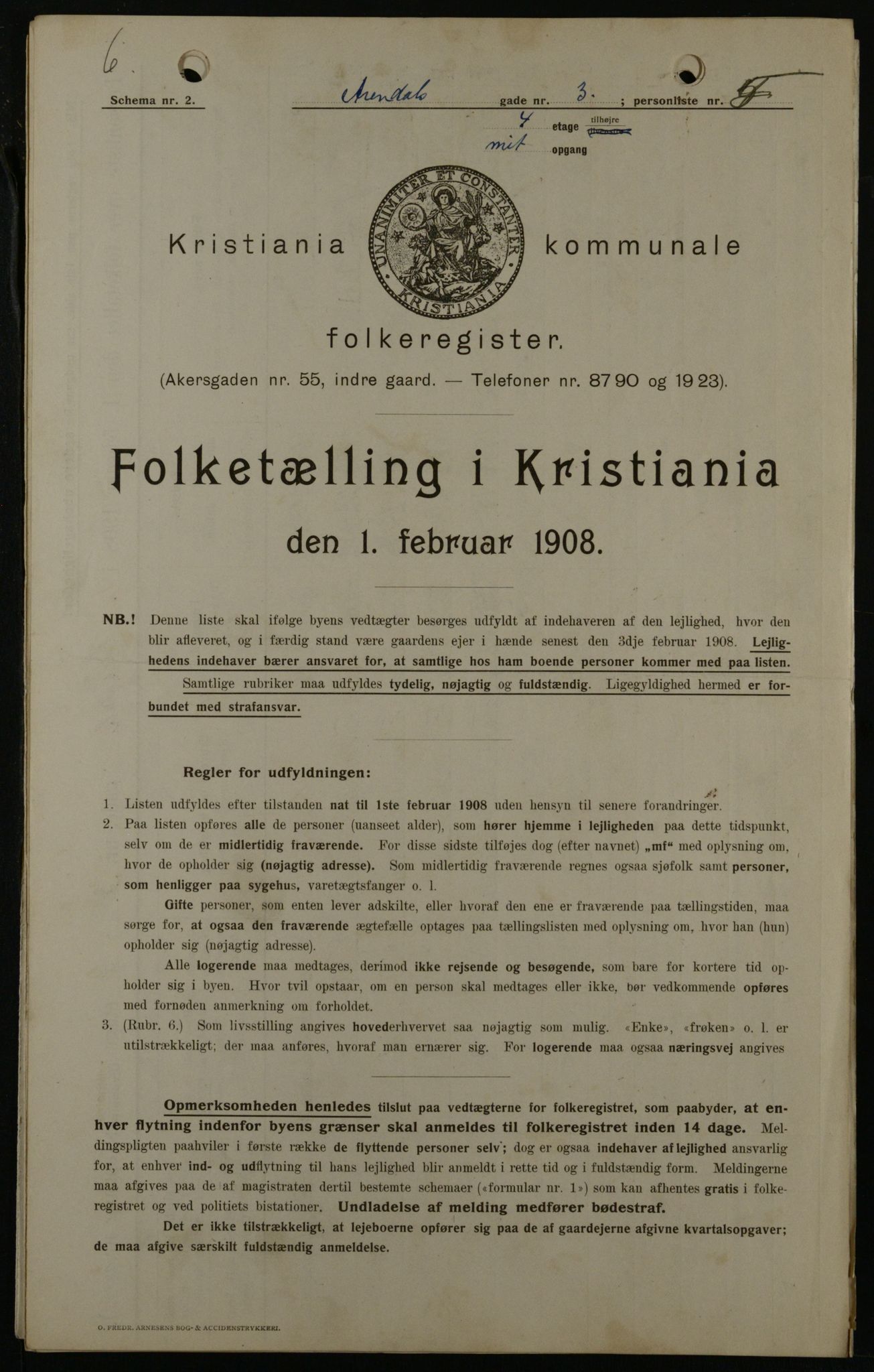 OBA, Kommunal folketelling 1.2.1908 for Kristiania kjøpstad, 1908, s. 2129