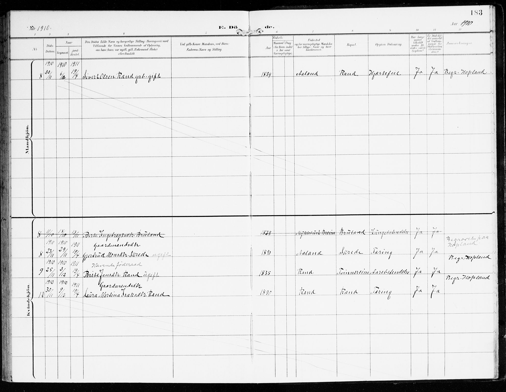 Innvik sokneprestembete, AV/SAB-A-80501: Ministerialbok nr. D 2, 1900-1921, s. 183