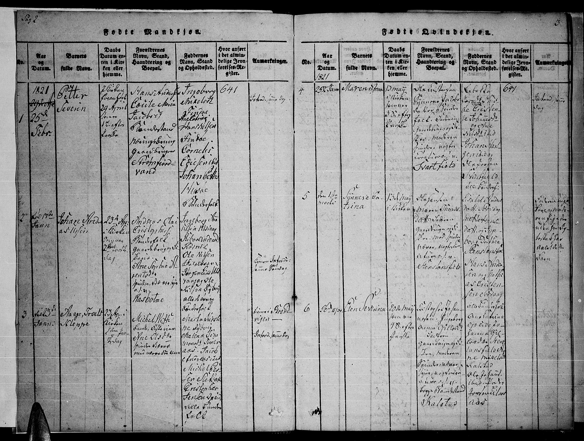 Ministerialprotokoller, klokkerbøker og fødselsregistre - Nordland, AV/SAT-A-1459/859/L0855: Klokkerbok nr. 859C01, 1821-1839, s. 2-3