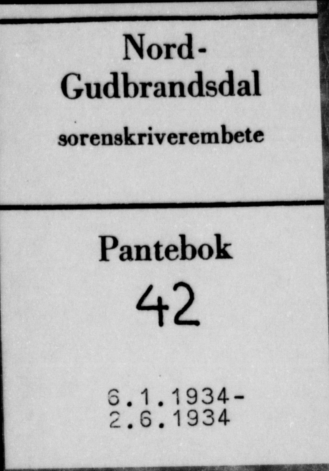 Nord-Gudbrandsdal tingrett, SAH/TING-002/H/Hb/Hba/L0042: Pantebok nr. 42, 1934-1934