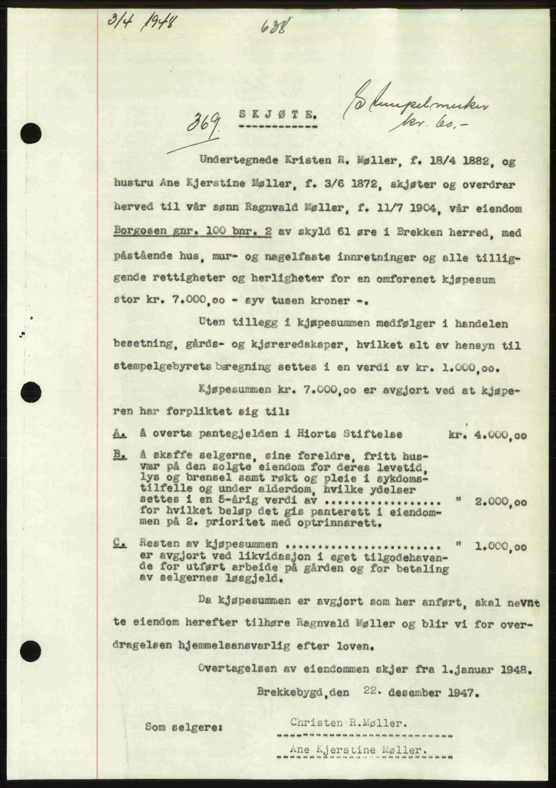 Gauldal sorenskriveri, SAT/A-0014/1/2/2C: Pantebok nr. A5, 1947-1948, Dagboknr: 369/1948