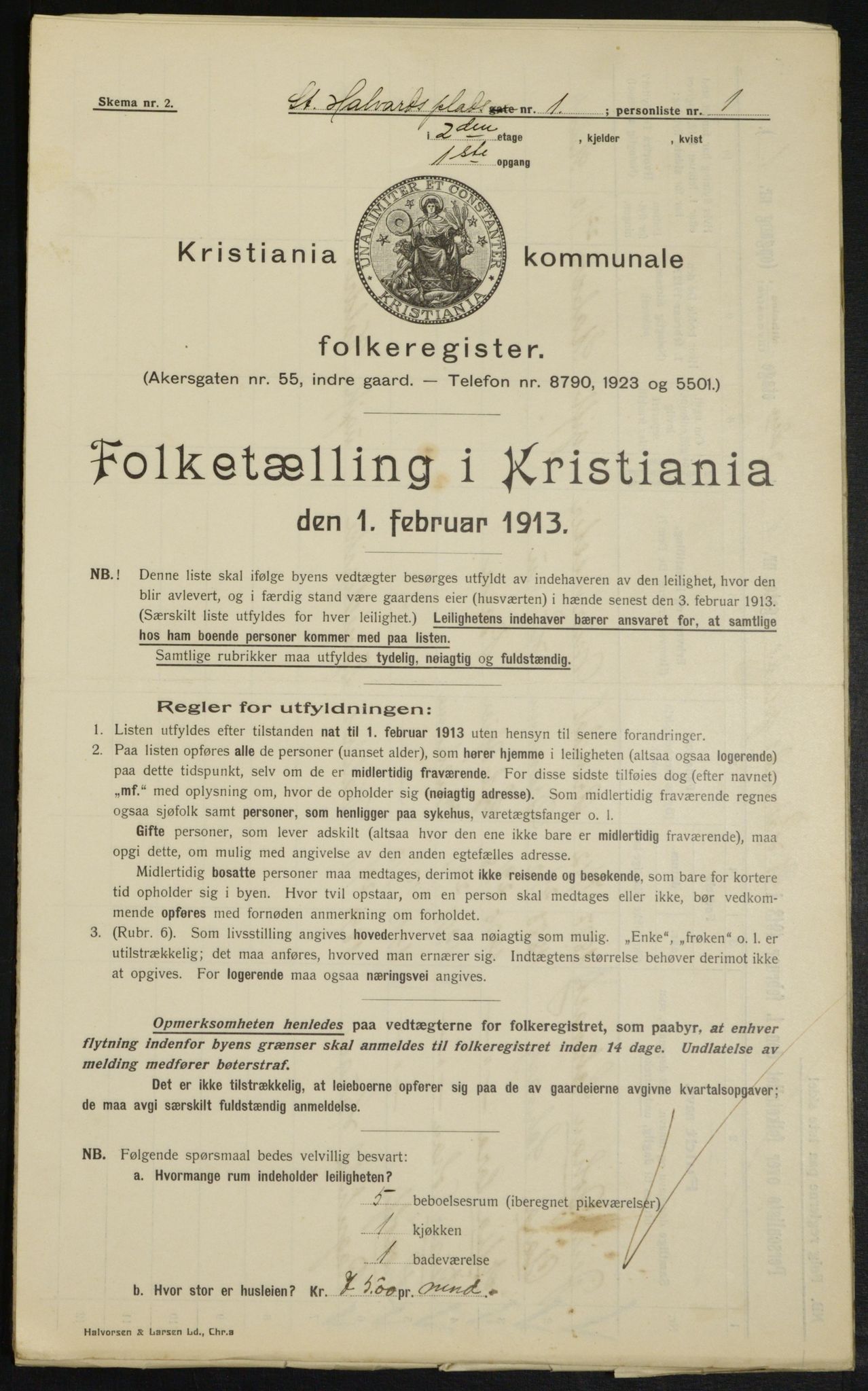 OBA, Kommunal folketelling 1.2.1913 for Kristiania, 1913, s. 87901