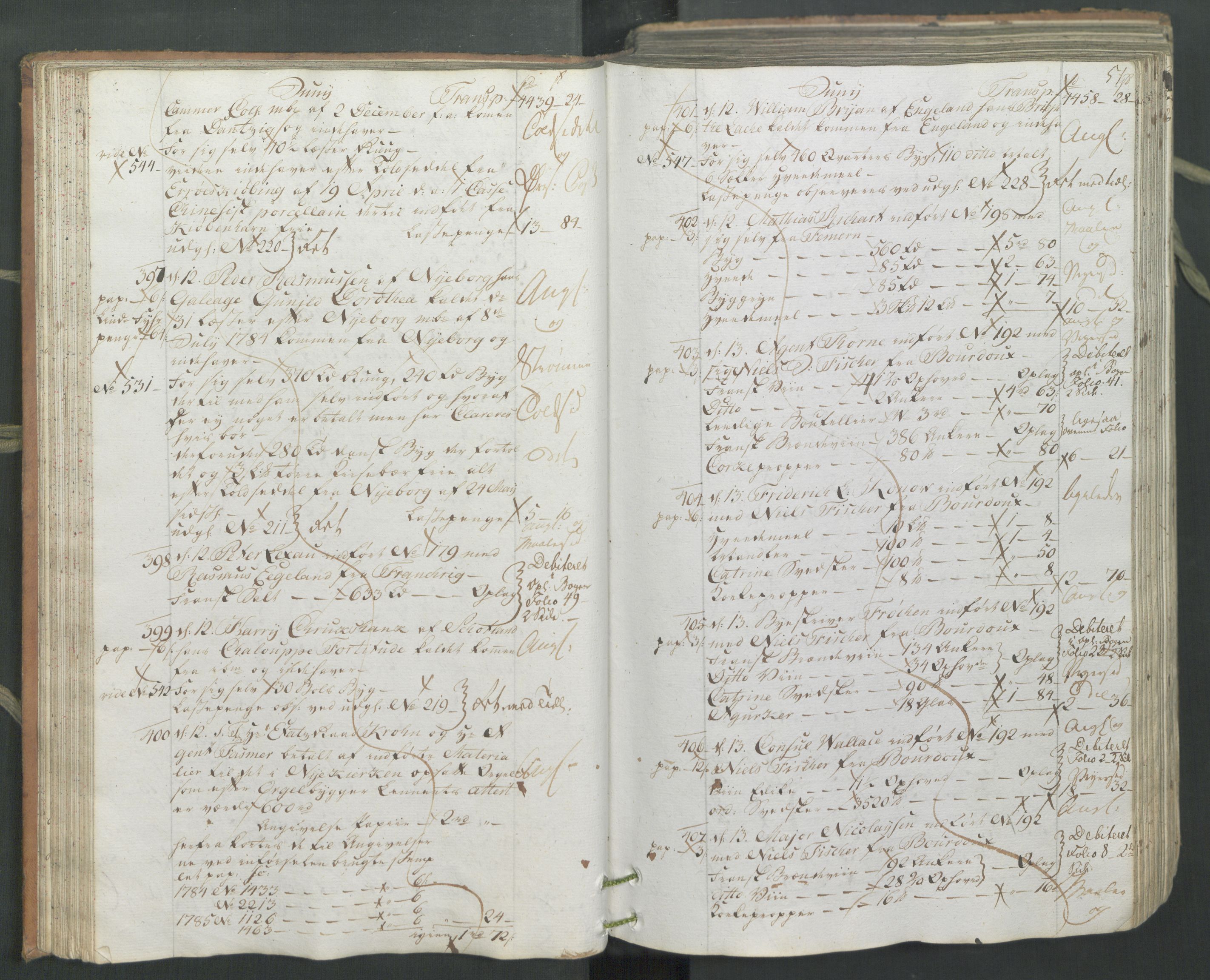 Generaltollkammeret, tollregnskaper, AV/RA-EA-5490/R26/L0222/0001: Tollregnskaper Bergen A / Inngående hovedtollbok, 1786, s. 50b-51a