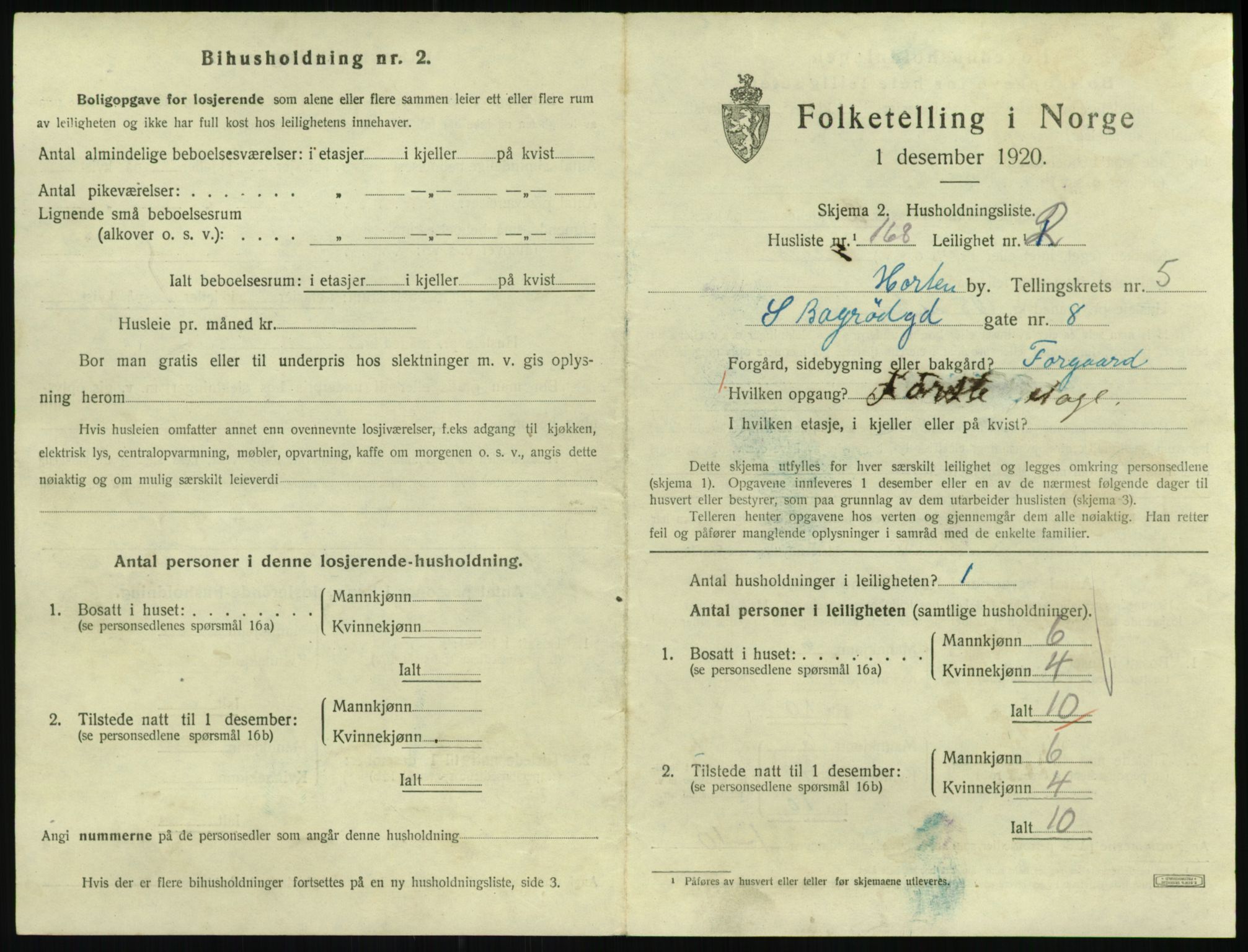 SAKO, Folketelling 1920 for 0703 Horten kjøpstad, 1920, s. 6243