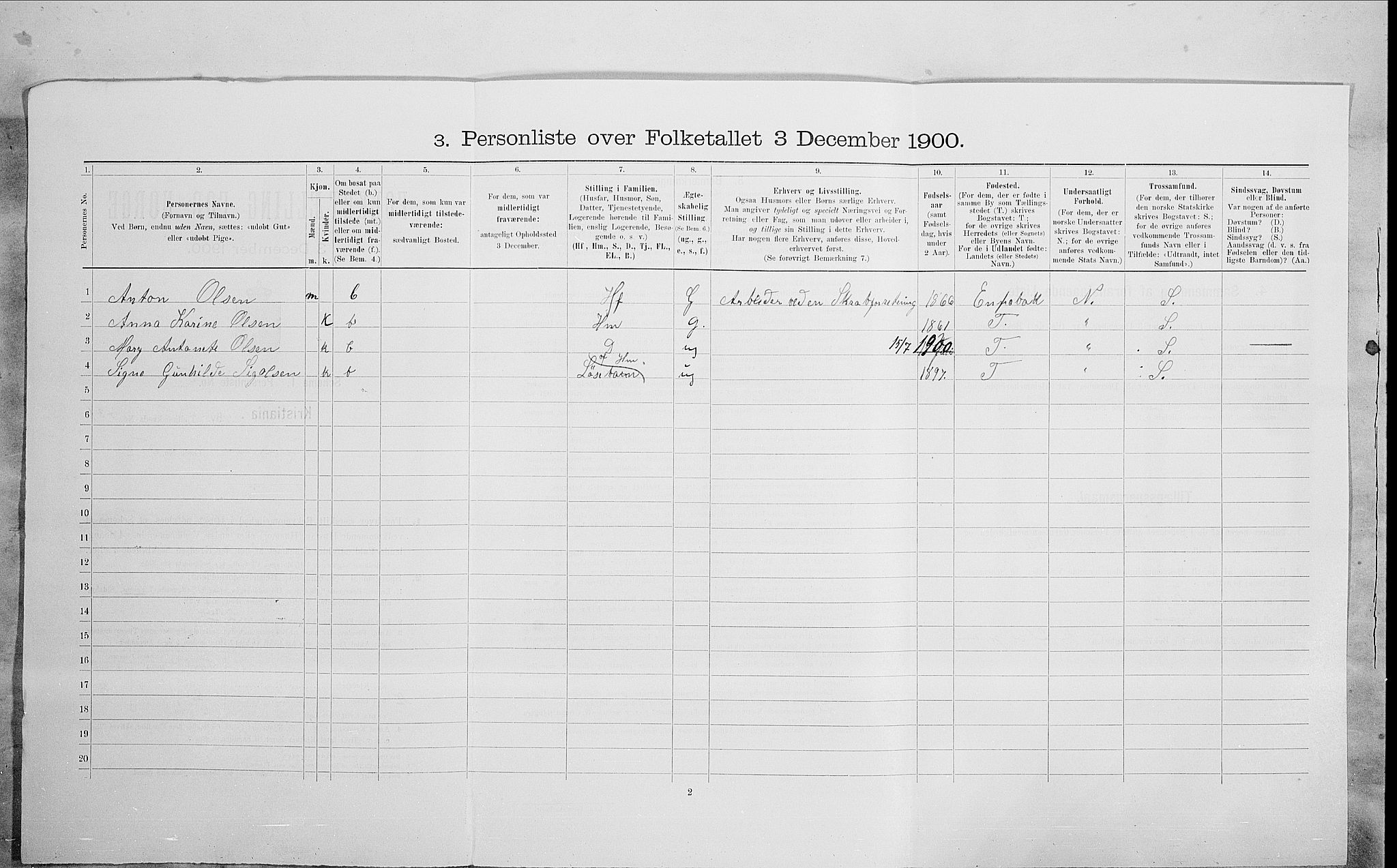 SAO, Folketelling 1900 for 0301 Kristiania kjøpstad, 1900, s. 96079