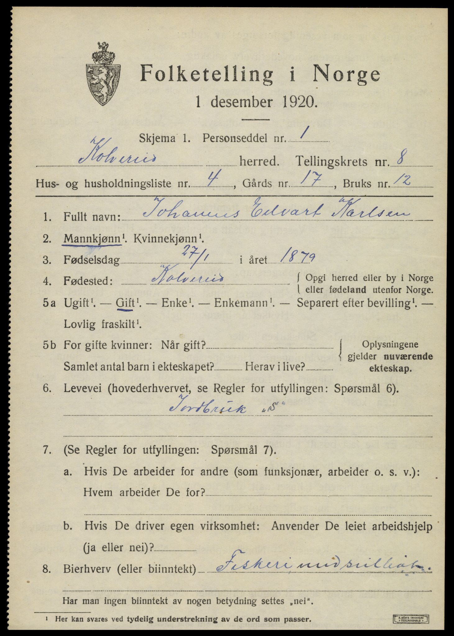 SAT, Folketelling 1920 for 1752 Kolvereid herred, 1920, s. 5117