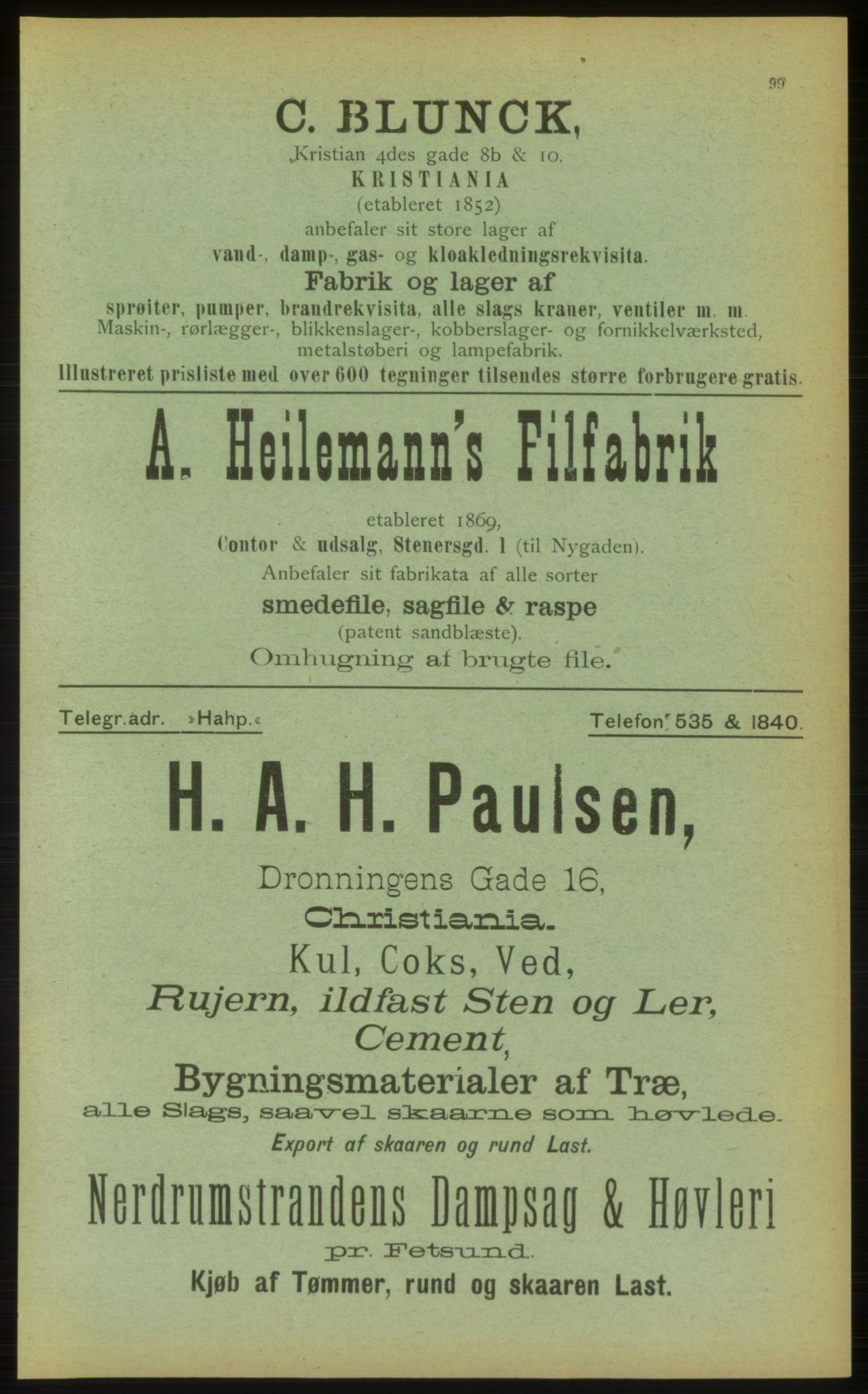 Kristiania/Oslo adressebok, PUBL/-, 1898, s. 99