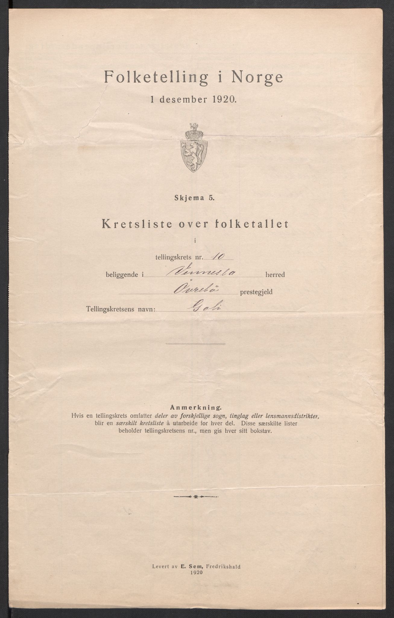 SAK, Folketelling 1920 for 1014 Vennesla herred, 1920, s. 34