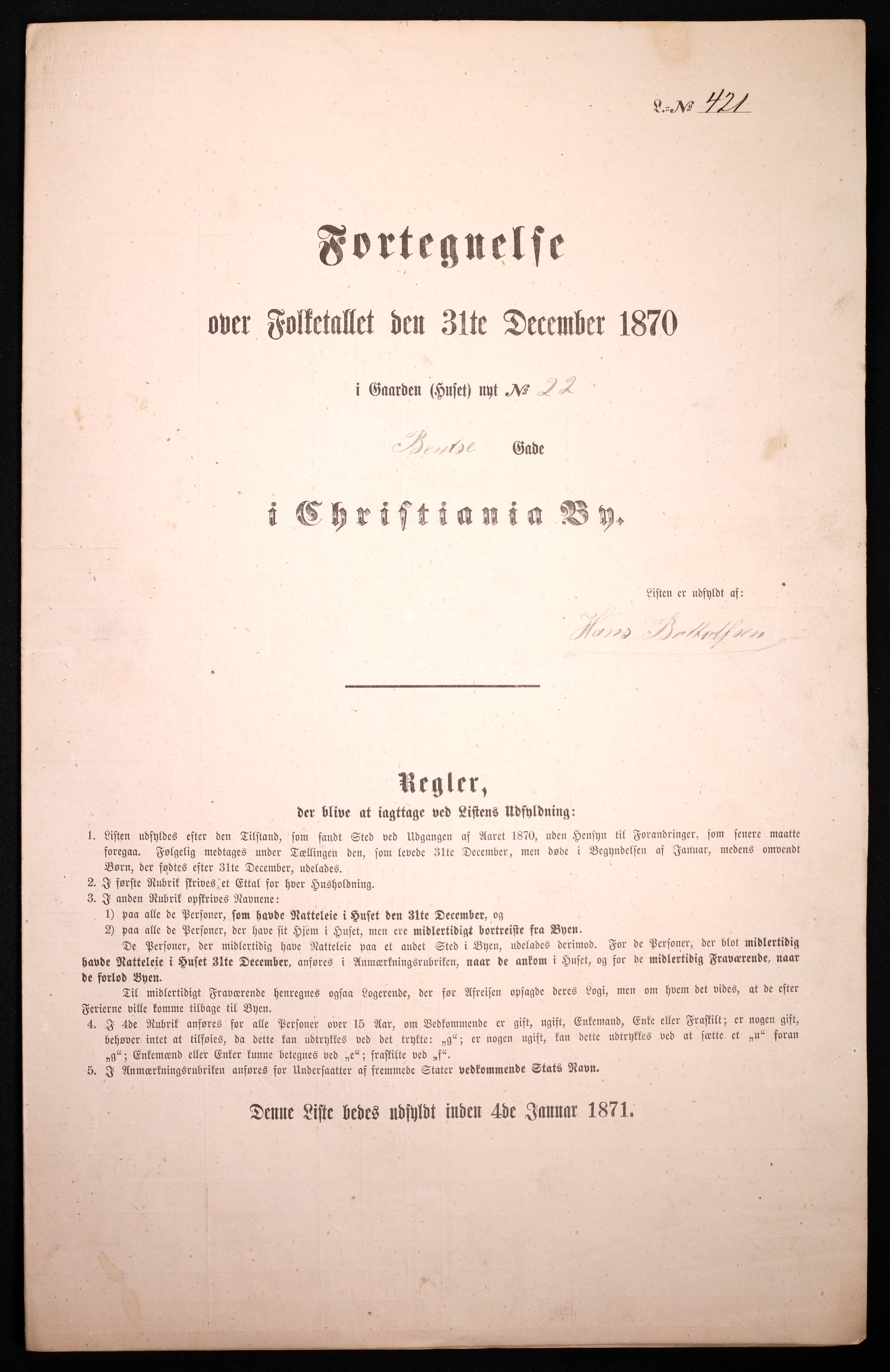 RA, Folketelling 1870 for 0301 Kristiania kjøpstad, 1870, s. 400