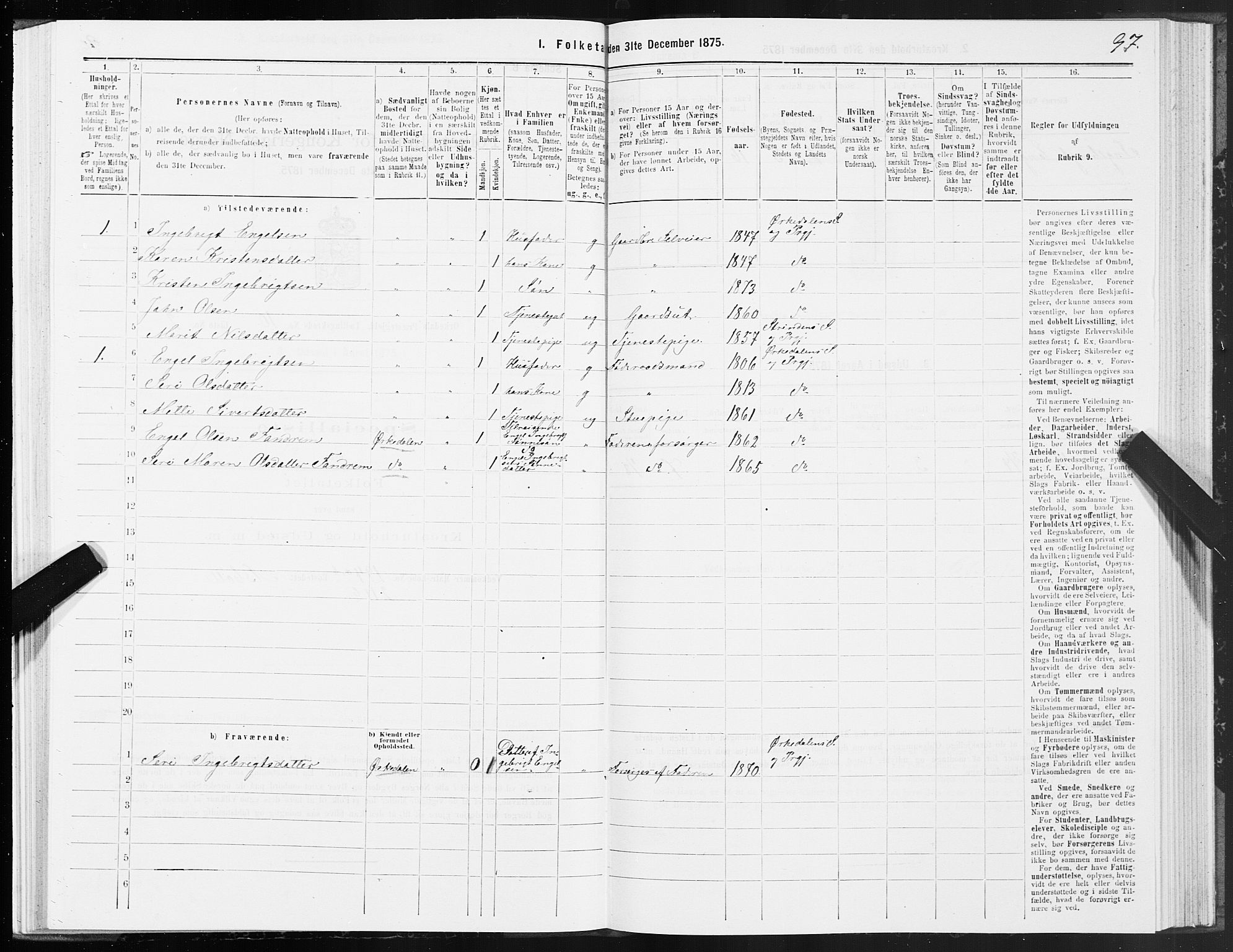 SAT, Folketelling 1875 for 1638P Orkdal prestegjeld, 1875, s. 5097