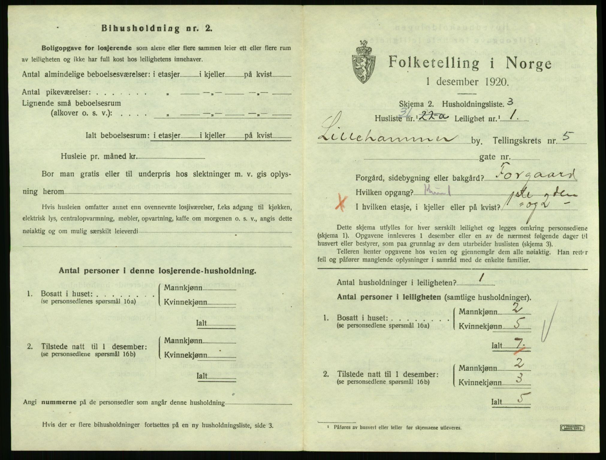 SAH, Folketelling 1920 for 0501 Lillehammer kjøpstad, 1920, s. 2308