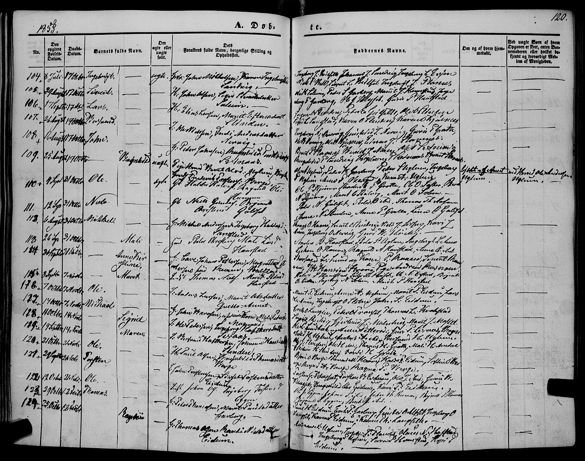 Ministerialprotokoller, klokkerbøker og fødselsregistre - Sør-Trøndelag, SAT/A-1456/695/L1145: Ministerialbok nr. 695A06 /1, 1843-1859, s. 120