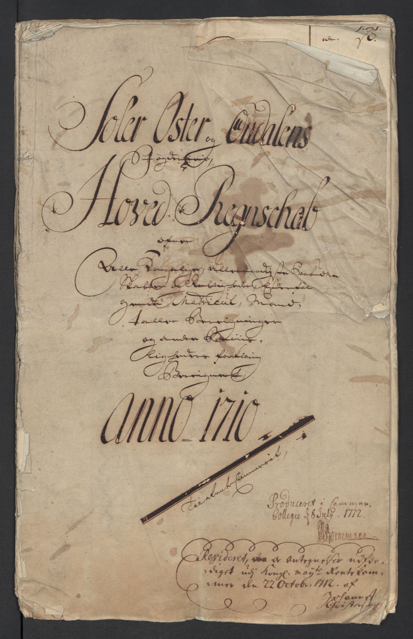 Rentekammeret inntil 1814, Reviderte regnskaper, Fogderegnskap, RA/EA-4092/R13/L0847: Fogderegnskap Solør, Odal og Østerdal, 1710, s. 3