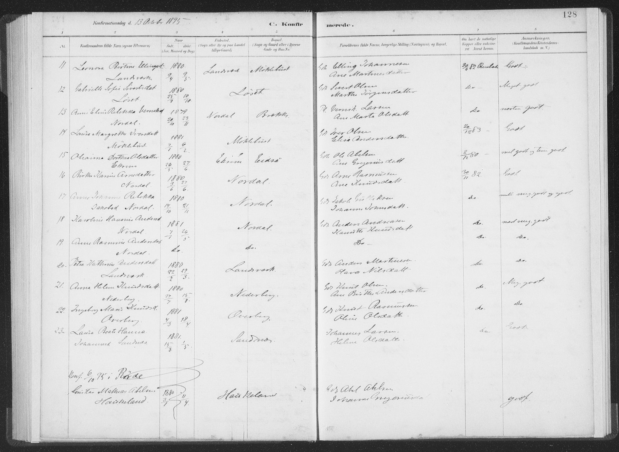 Ministerialprotokoller, klokkerbøker og fødselsregistre - Møre og Romsdal, AV/SAT-A-1454/502/L0025: Ministerialbok nr. 502A03, 1885-1909, s. 128