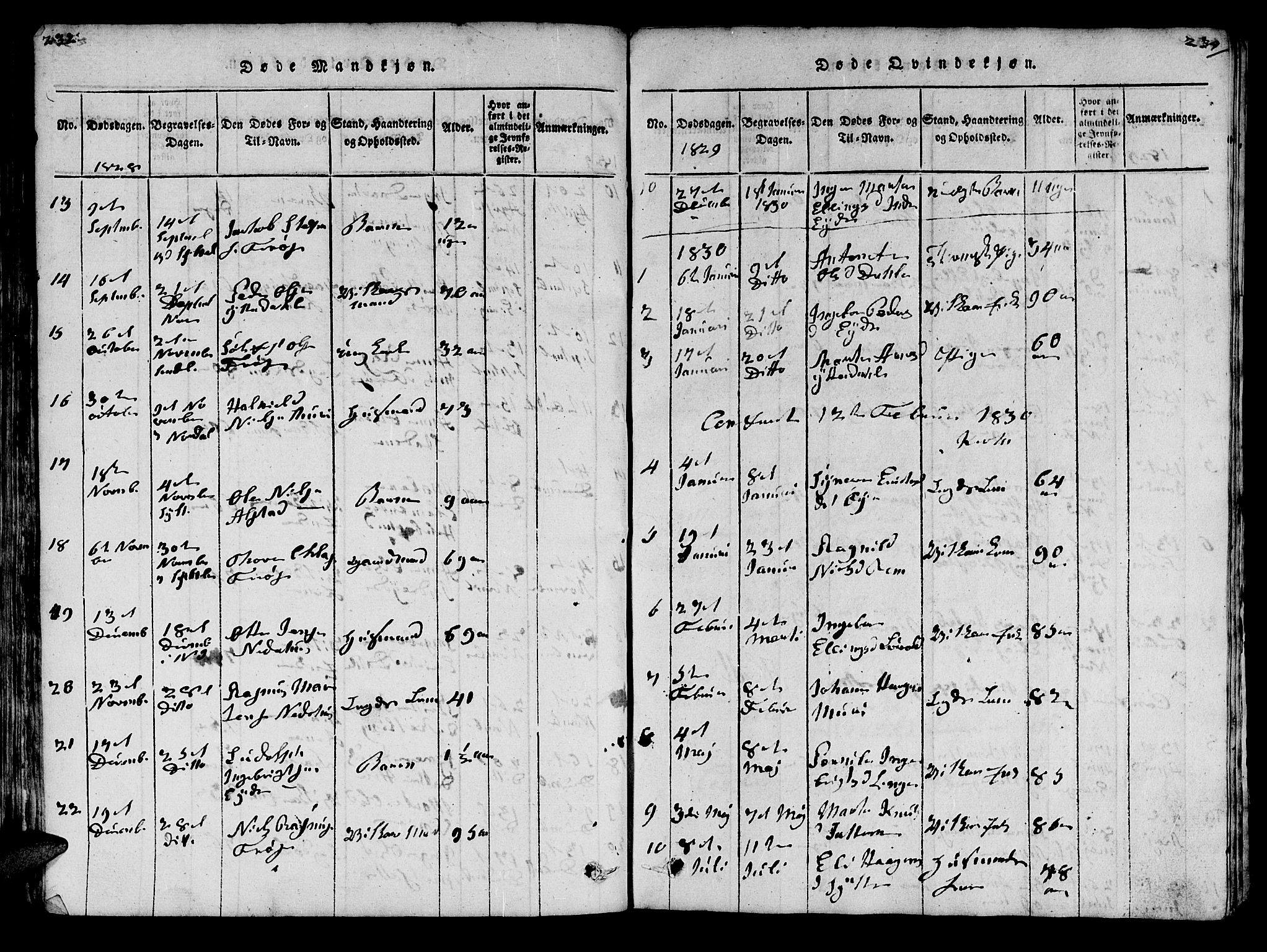 Ministerialprotokoller, klokkerbøker og fødselsregistre - Møre og Romsdal, AV/SAT-A-1454/519/L0246: Ministerialbok nr. 519A05, 1817-1834, s. 232-233