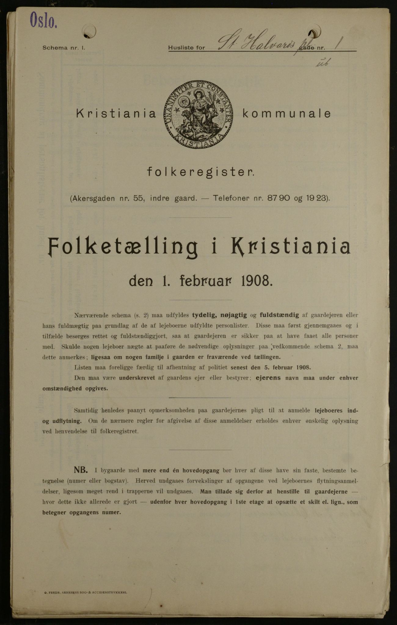 OBA, Kommunal folketelling 1.2.1908 for Kristiania kjøpstad, 1908, s. 79231