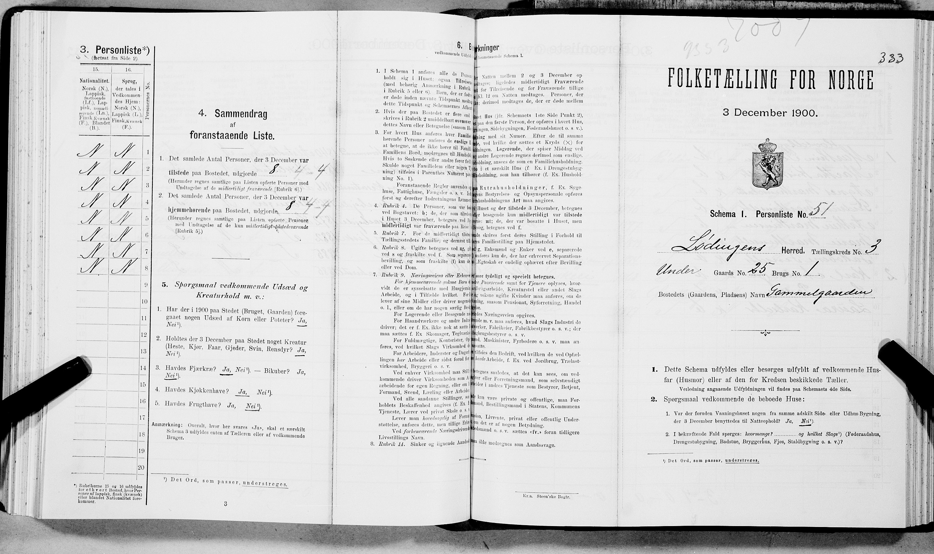 SAT, Folketelling 1900 for 1851 Lødingen herred, 1900, s. 335