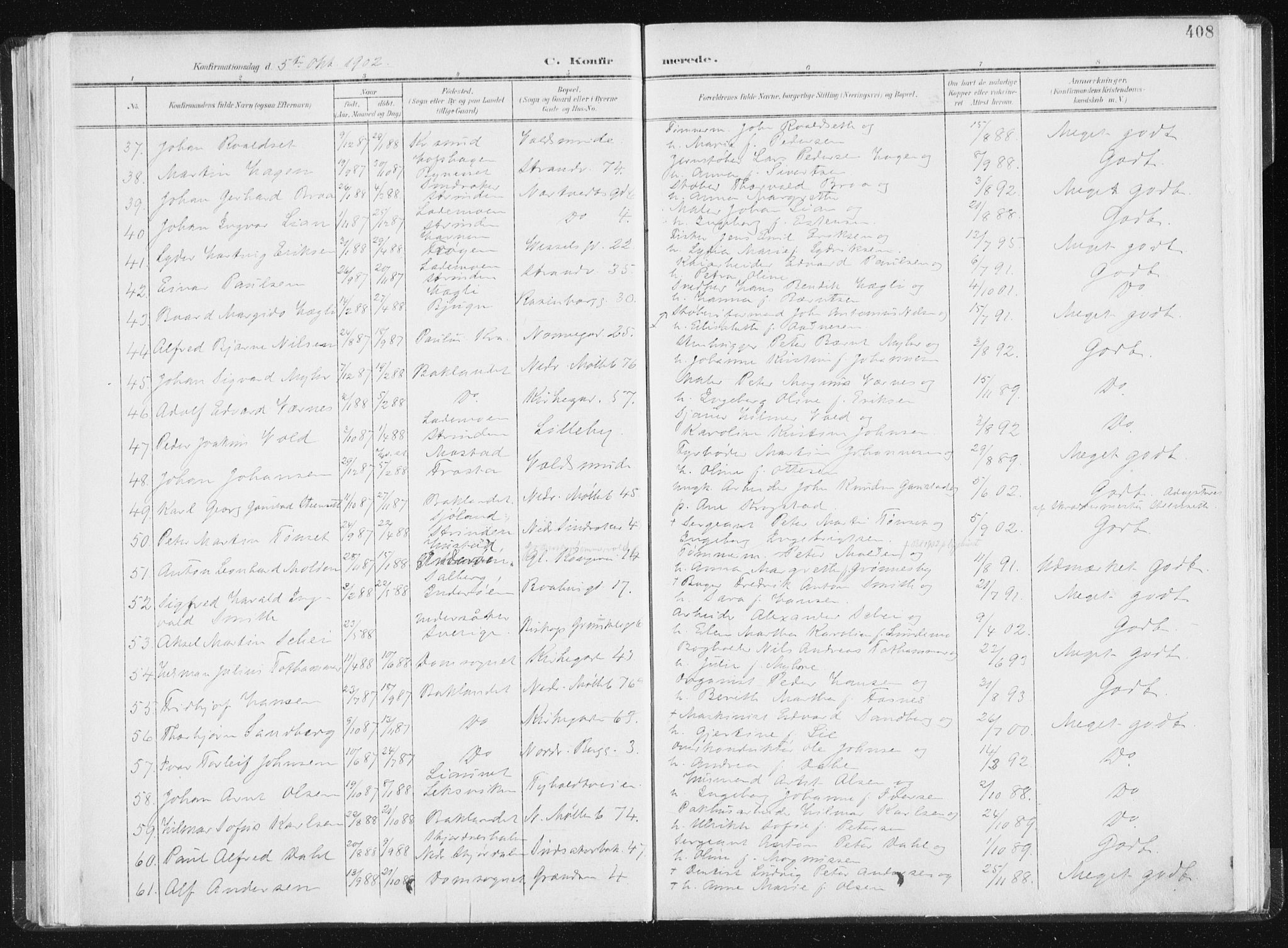 Ministerialprotokoller, klokkerbøker og fødselsregistre - Sør-Trøndelag, SAT/A-1456/604/L0200: Ministerialbok nr. 604A20II, 1901-1908, s. 408