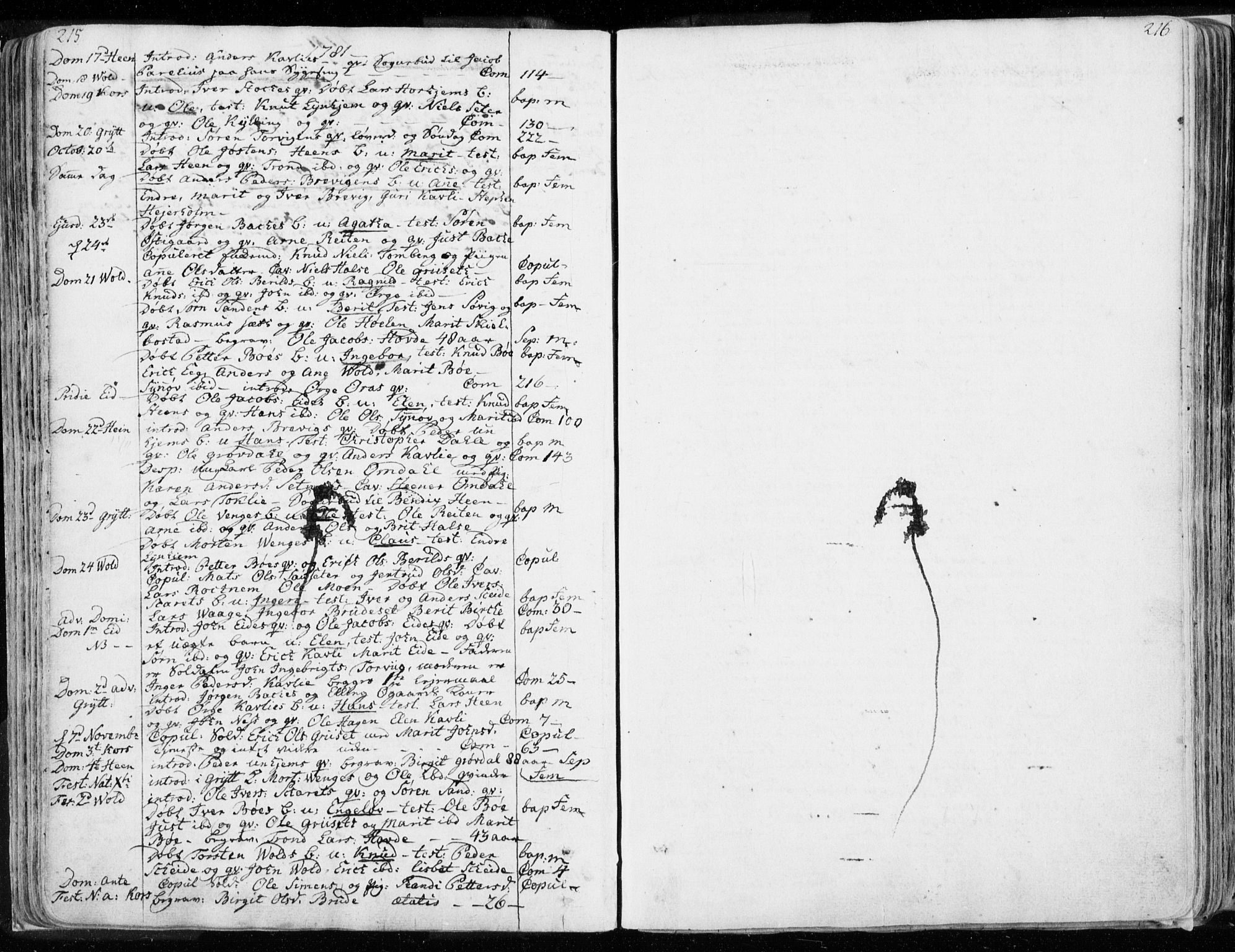 Ministerialprotokoller, klokkerbøker og fødselsregistre - Møre og Romsdal, AV/SAT-A-1454/544/L0569: Ministerialbok nr. 544A02, 1764-1806, s. 215-216