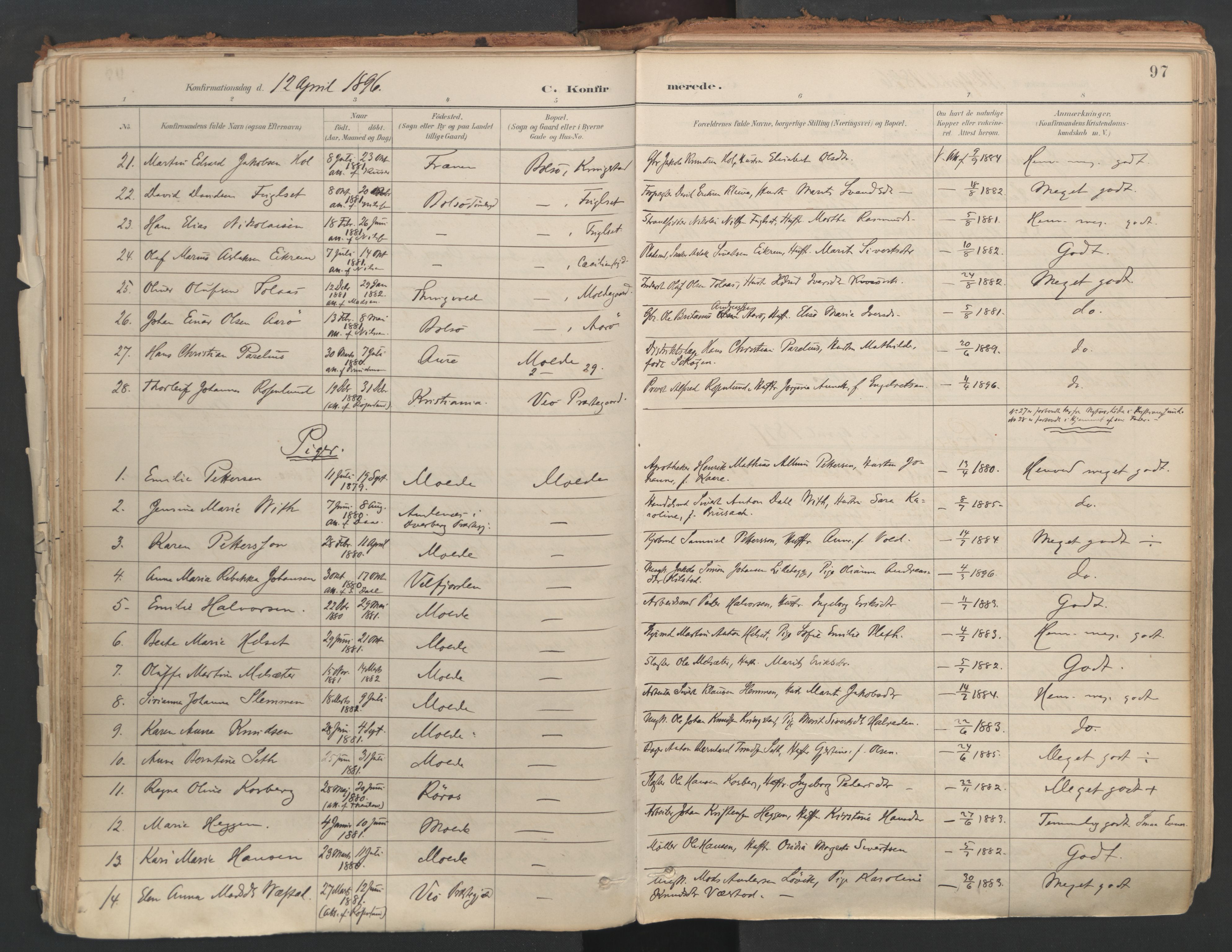 Ministerialprotokoller, klokkerbøker og fødselsregistre - Møre og Romsdal, AV/SAT-A-1454/558/L0692: Ministerialbok nr. 558A06, 1887-1971, s. 97