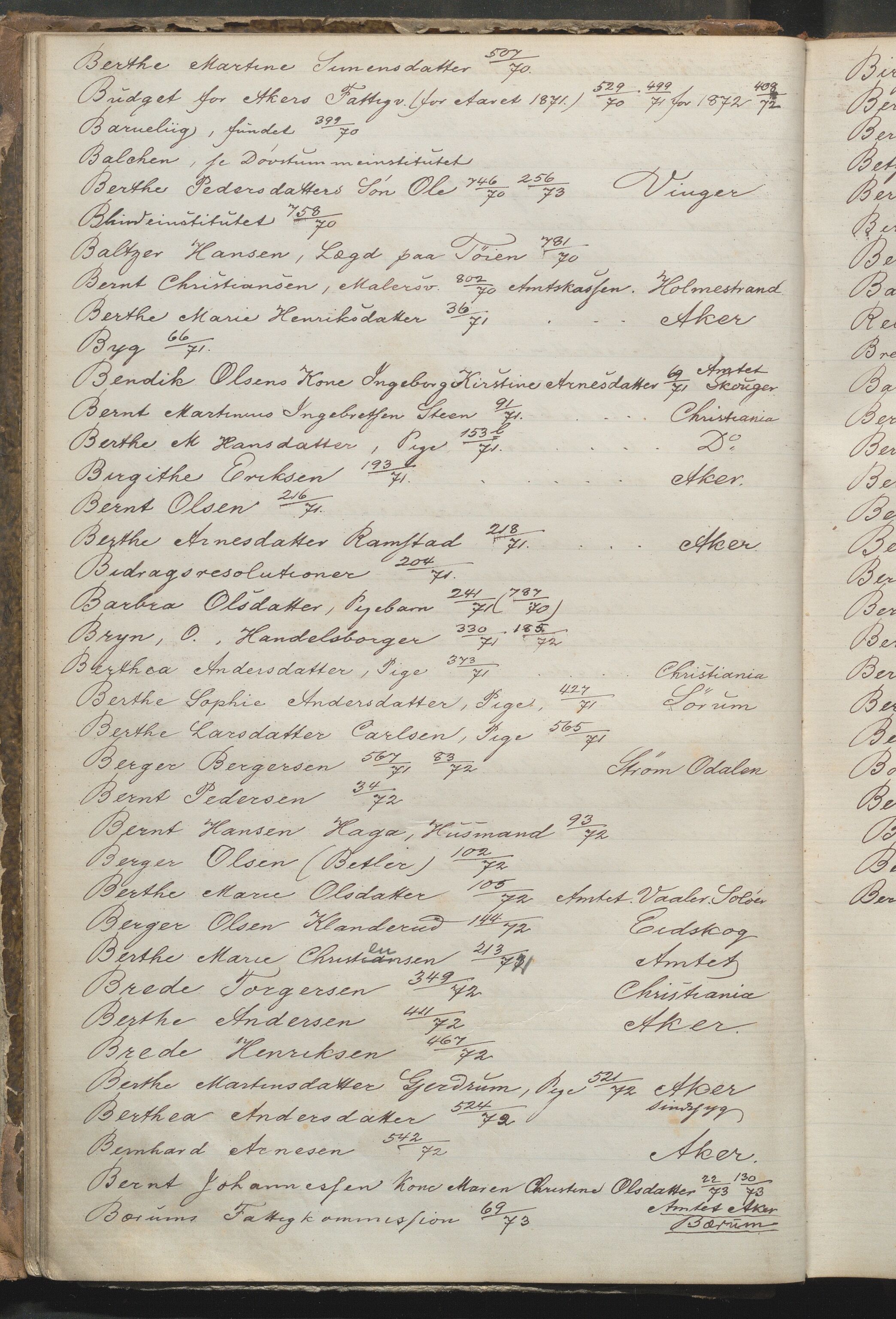 Fattigvesenet, OBA/A-20045/Fr/L0001: Klientregister, 1856-1875, s. 46