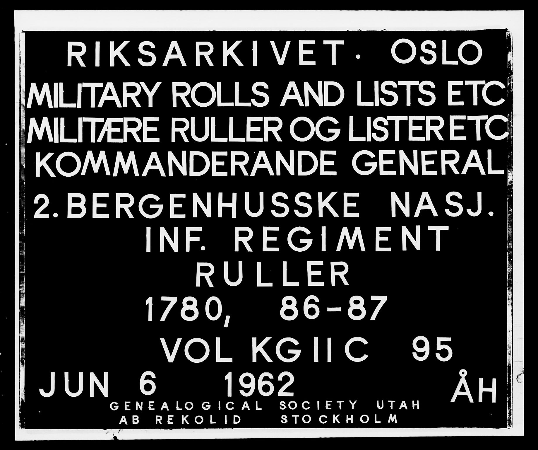 Generalitets- og kommissariatskollegiet, Det kongelige norske kommissariatskollegium, RA/EA-5420/E/Eh/L0095: 2. Bergenhusiske nasjonale infanteriregiment, 1780-1787, s. 1