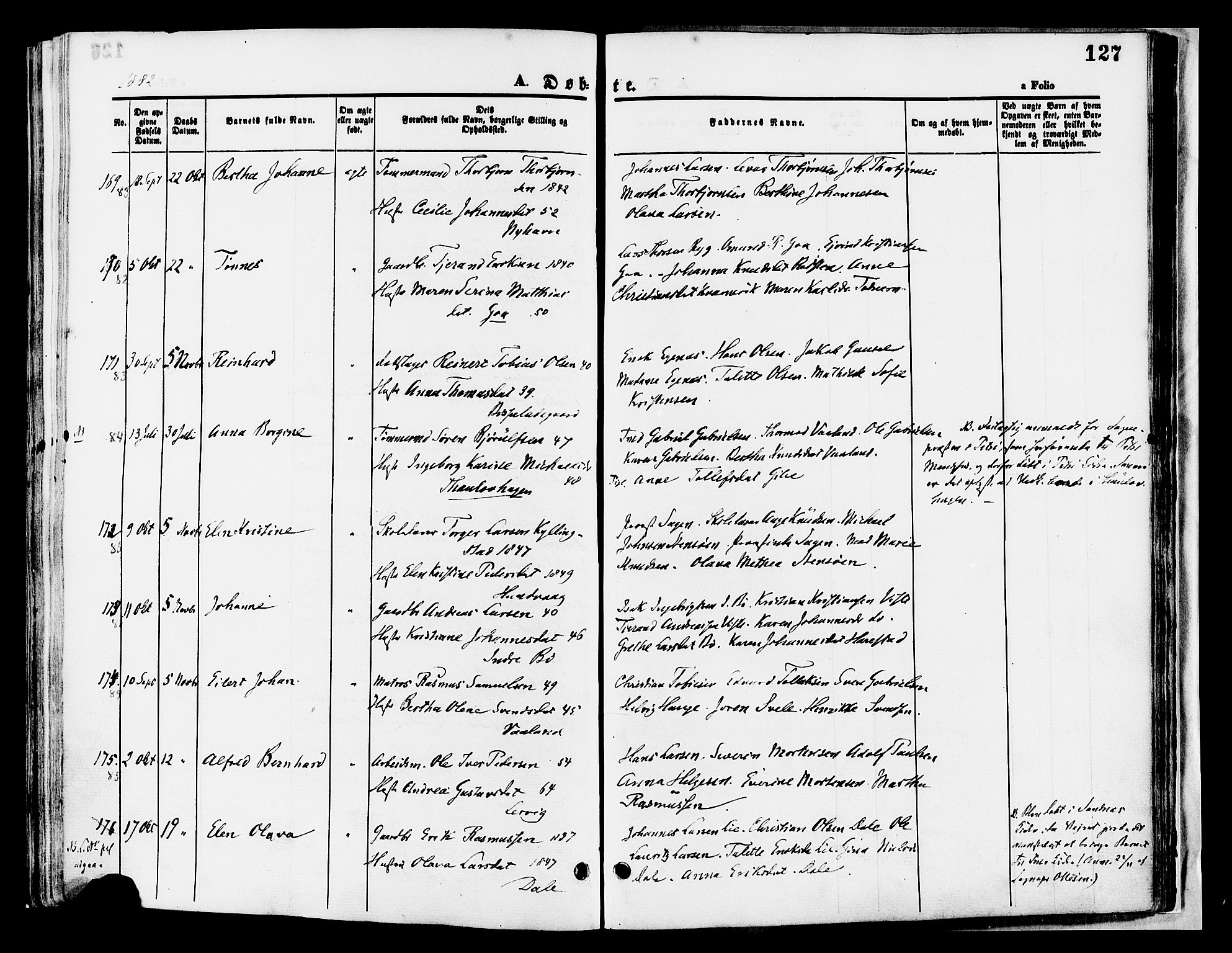 Hetland sokneprestkontor, AV/SAST-A-101826/30/30BA/L0008: Ministerialbok nr. A 8, 1877-1884, s. 127