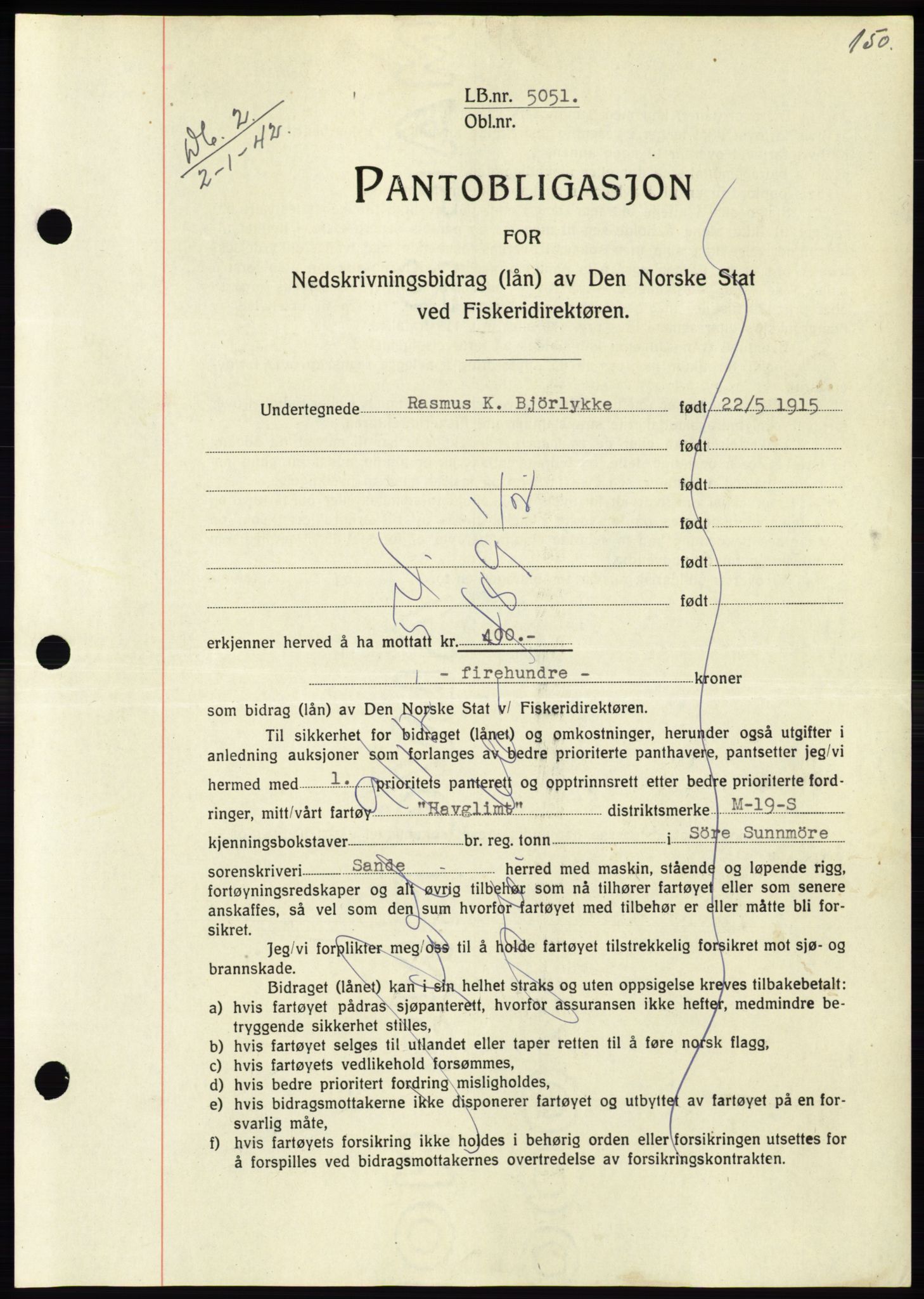 Søre Sunnmøre sorenskriveri, SAT/A-4122/1/2/2C/L0073: Pantebok nr. 67, 1941-1942, Dagboknr: 2/1942