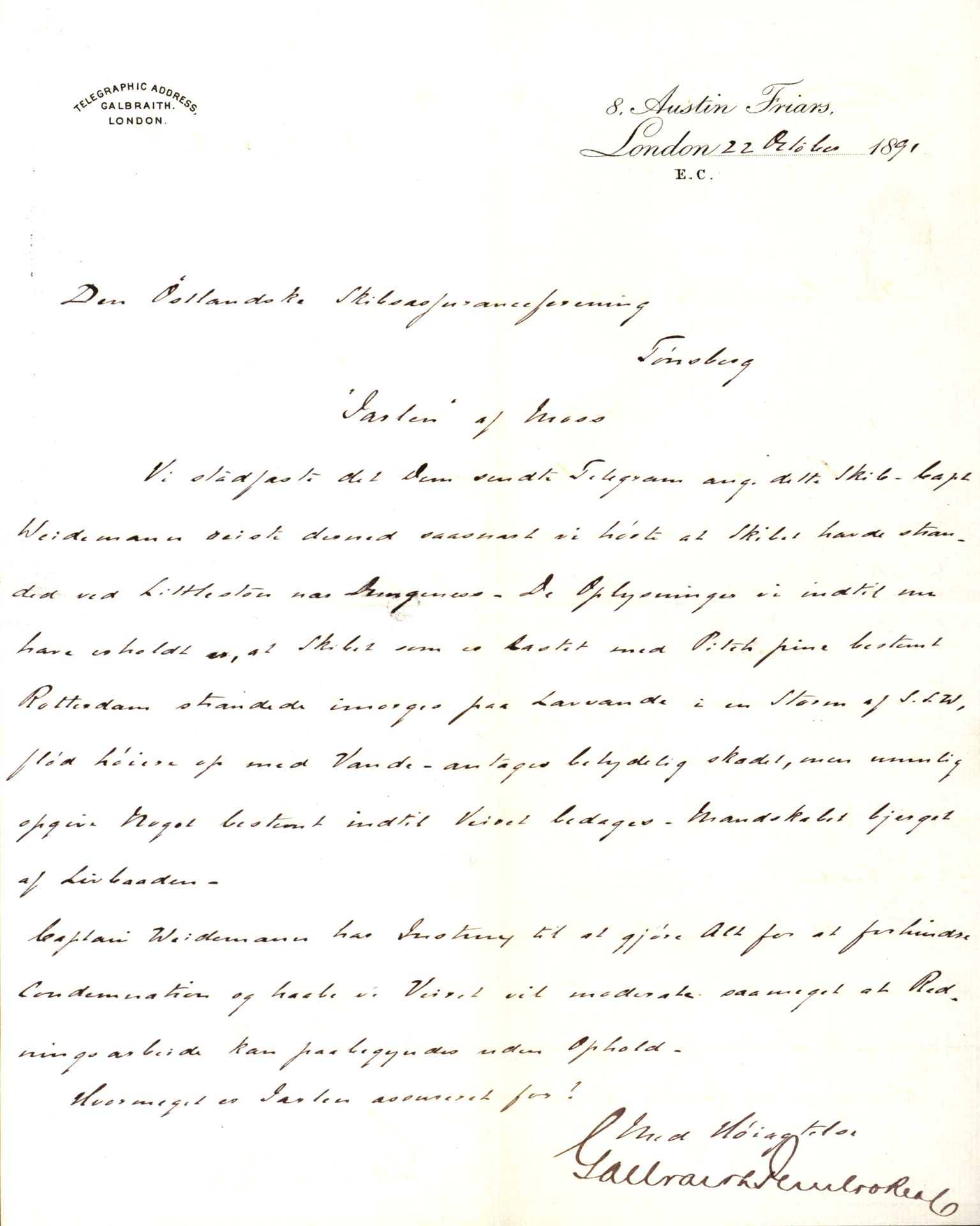 Pa 63 - Østlandske skibsassuranceforening, VEMU/A-1079/G/Ga/L0027/0002: Havaridokumenter / Jarlen, Jarl, St. Petersburg, Sir John Lawrence, Sirius, 1891, s. 6