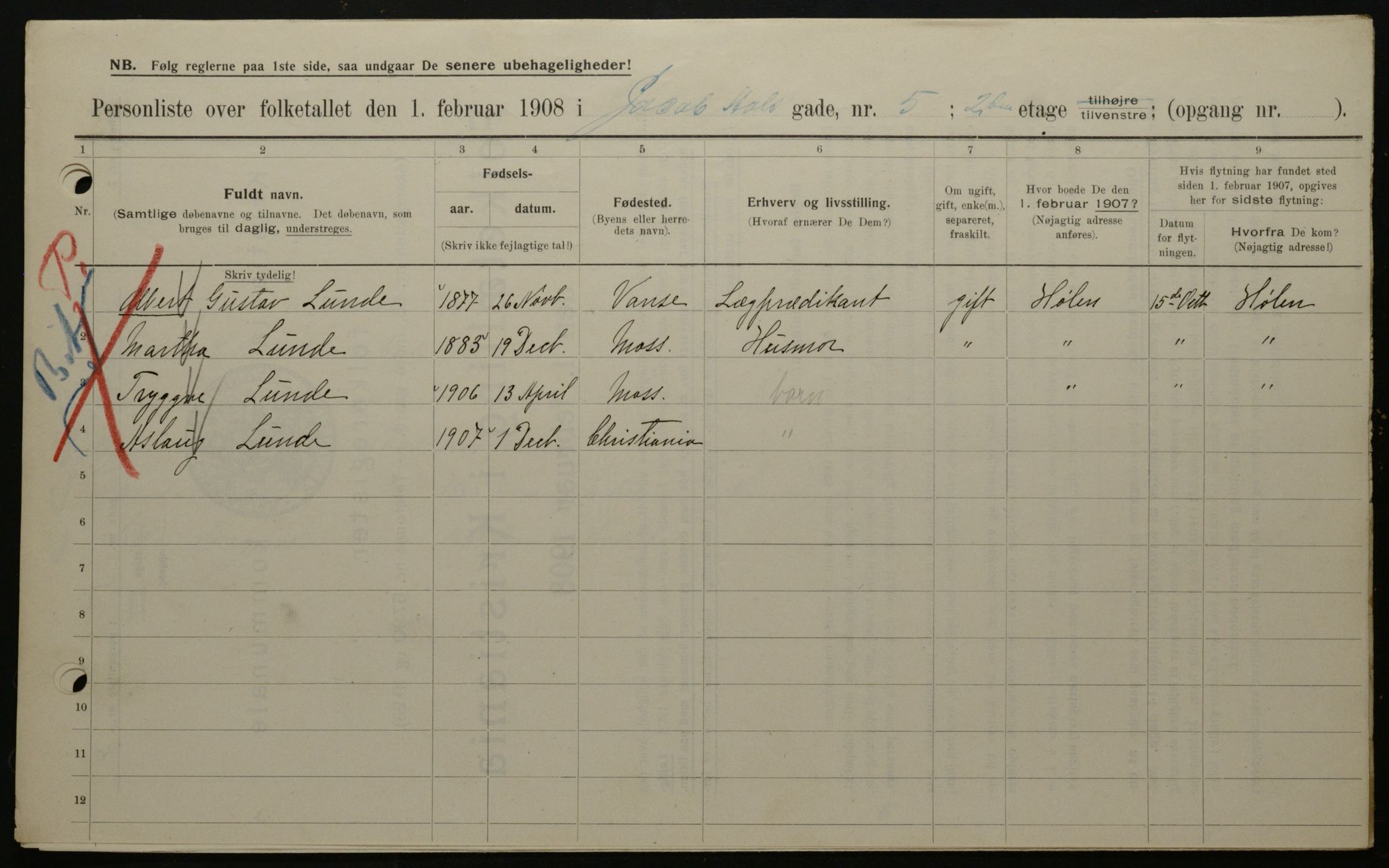 OBA, Kommunal folketelling 1.2.1908 for Kristiania kjøpstad, 1908, s. 40138