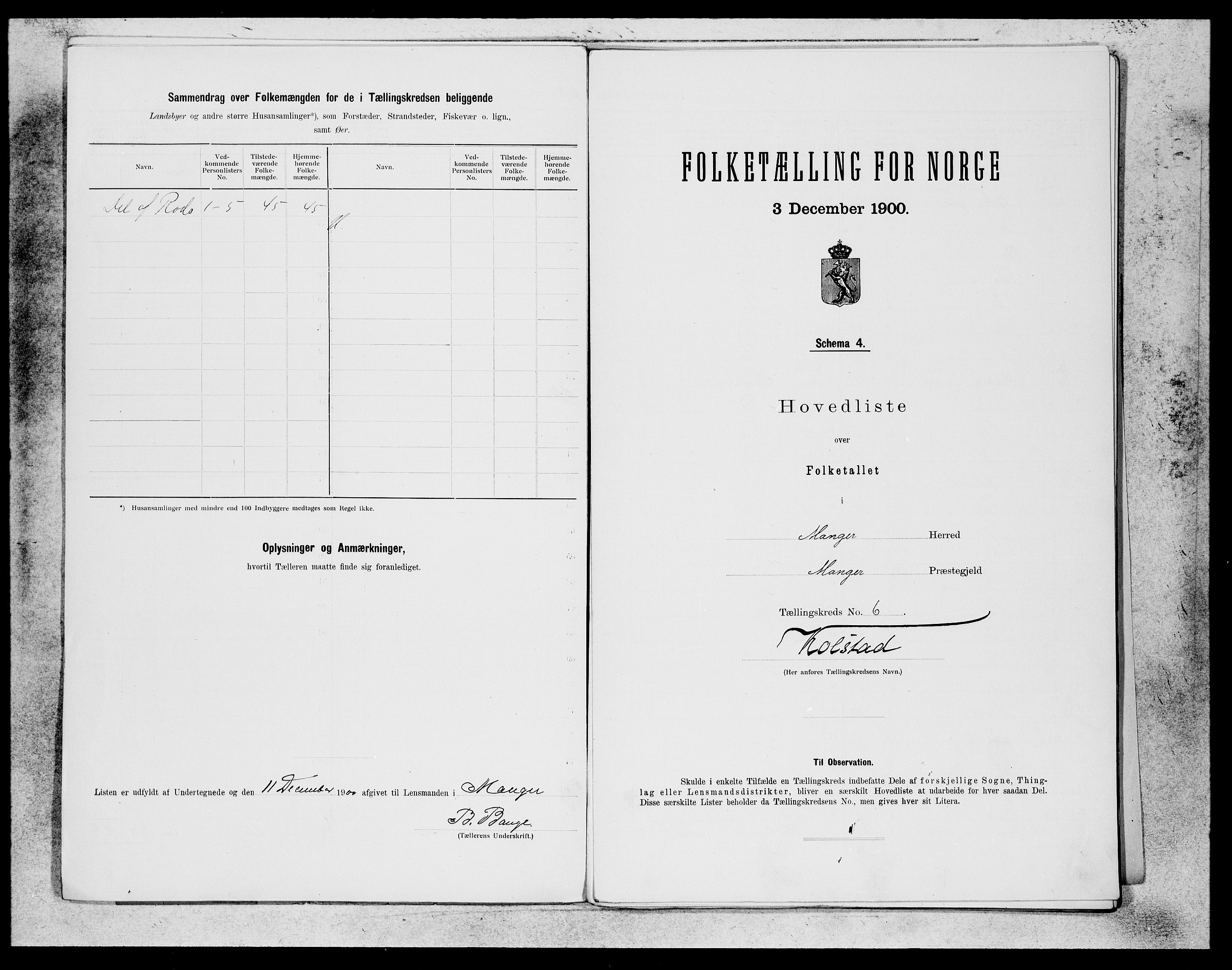 SAB, Folketelling 1900 for 1261 Manger herred, 1900, s. 11