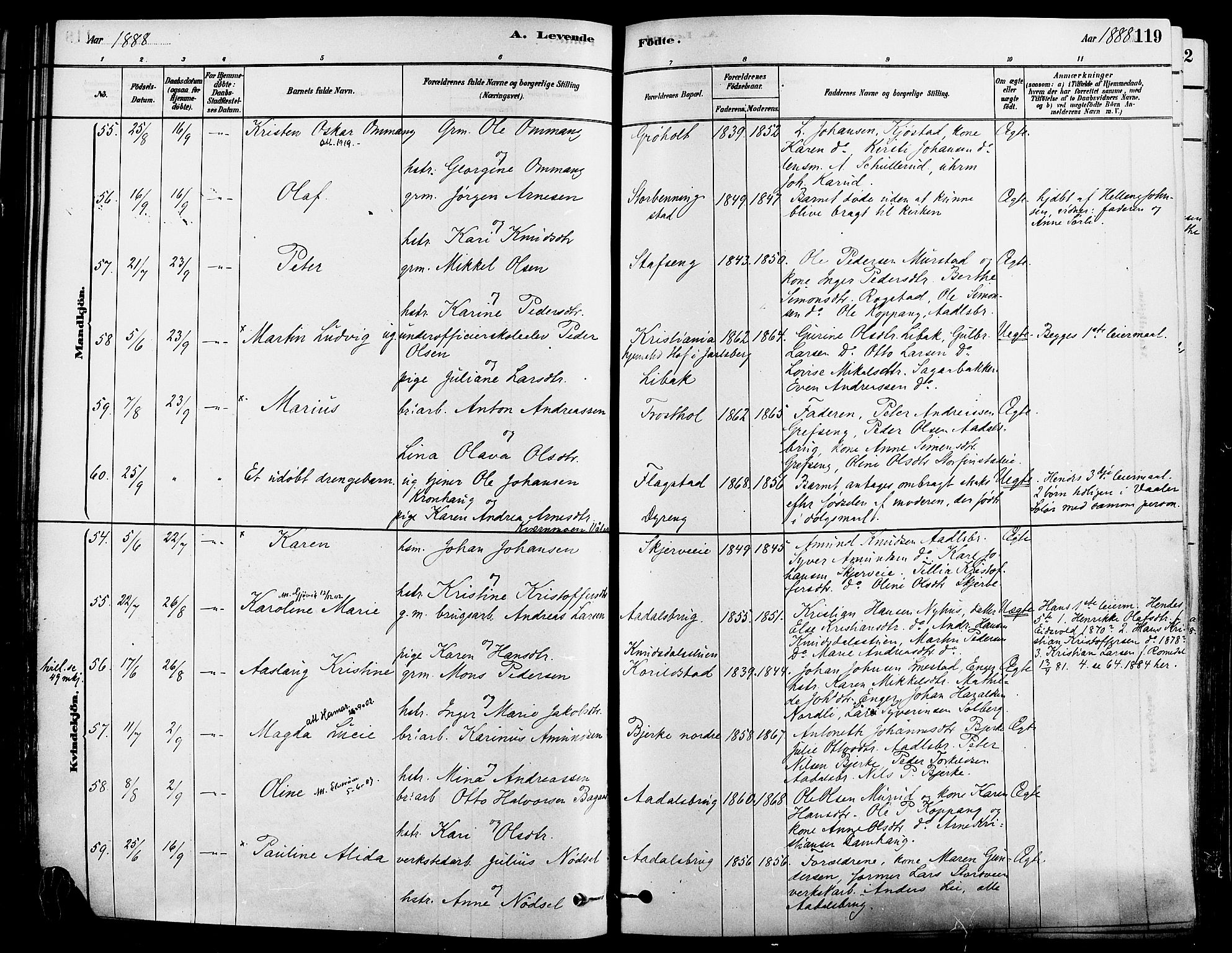 Løten prestekontor, AV/SAH-PREST-022/K/Ka/L0009: Ministerialbok nr. 9, 1878-1891, s. 119