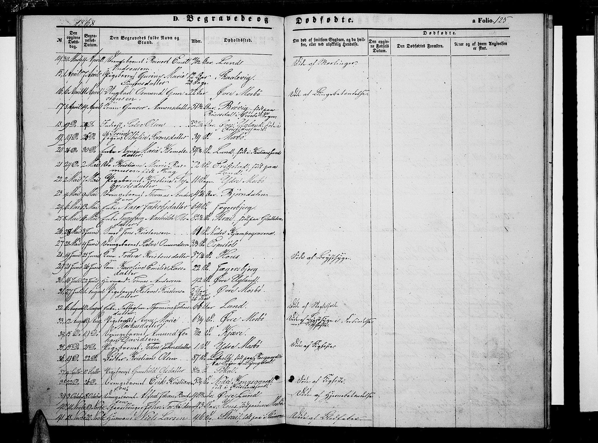 Oddernes sokneprestkontor, AV/SAK-1111-0033/F/Fb/Fba/L0006: Klokkerbok nr. B 6 /1, 1860-1869, s. 125