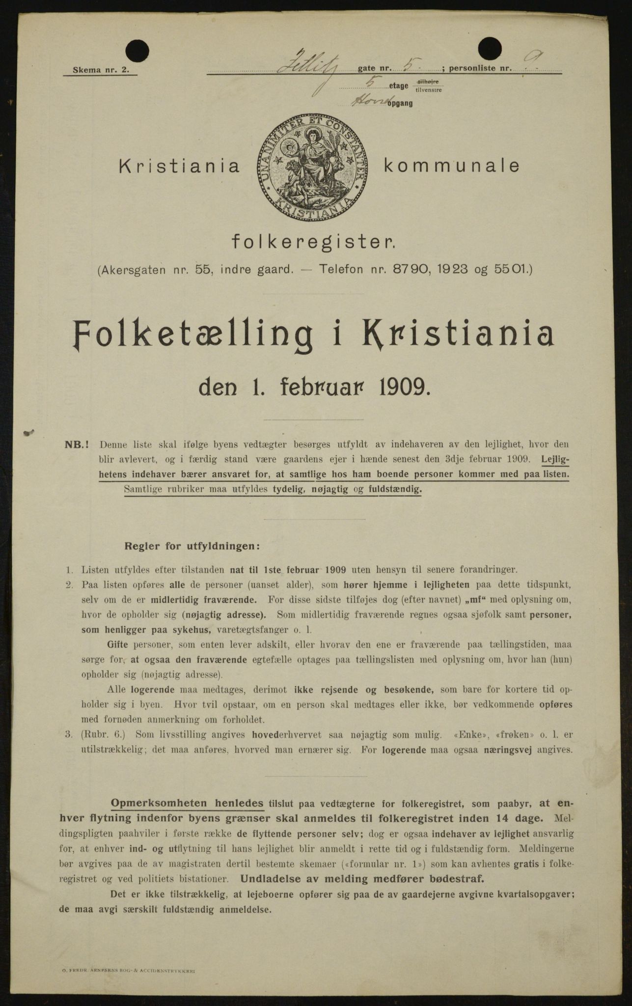 OBA, Kommunal folketelling 1.2.1909 for Kristiania kjøpstad, 1909, s. 116871