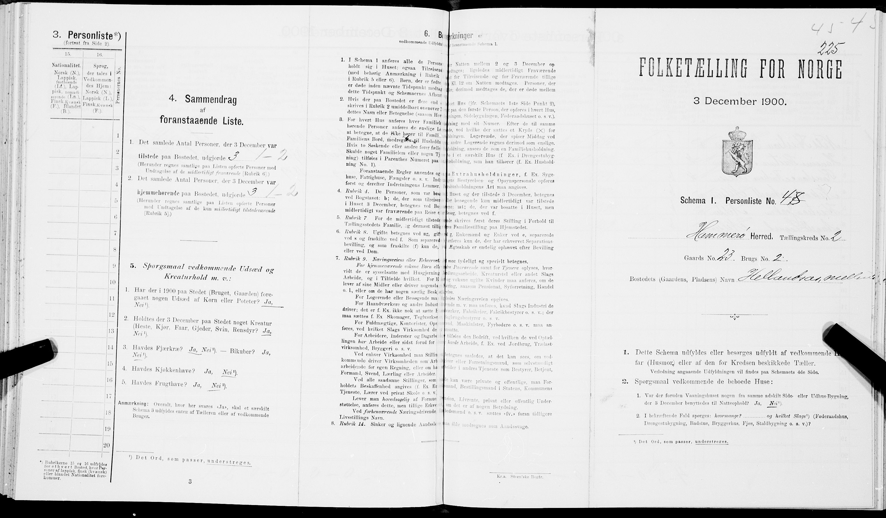 SAT, Folketelling 1900 for 1849 Hamarøy herred, 1900, s. 242