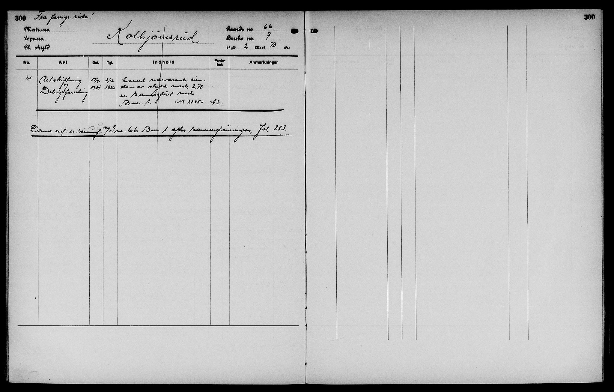 Vinger og Odal sorenskriveri, SAH/TING-022/H/Ha/Hac/Hacc/L0010: Panteregister nr. 3.10, 1923, s. 300