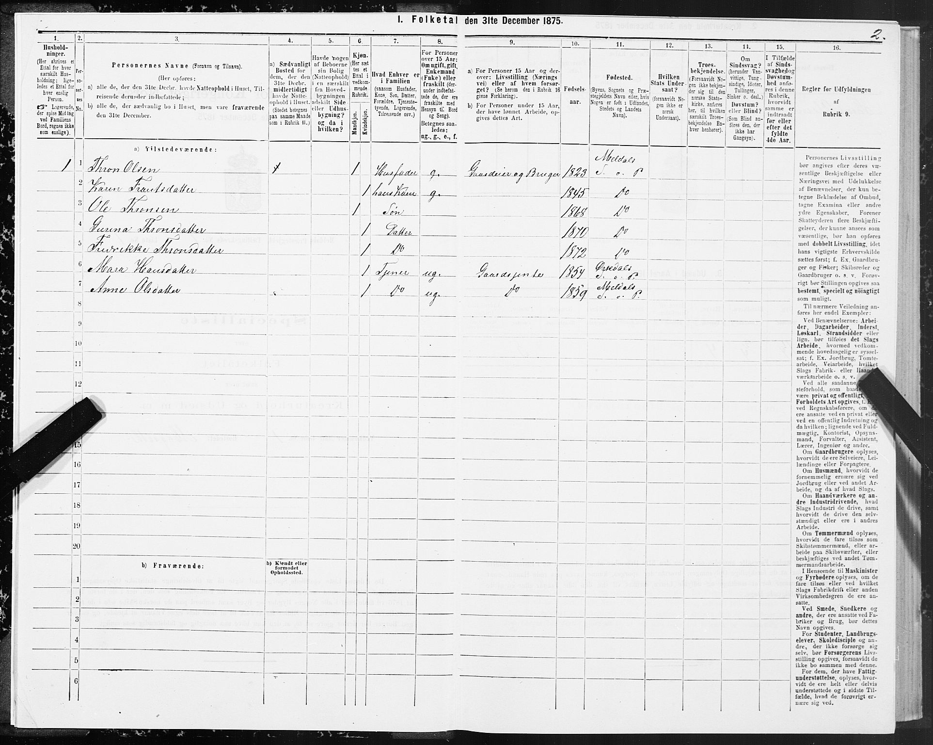 SAT, Folketelling 1875 for 1636P Meldal prestegjeld, 1875, s. 1002